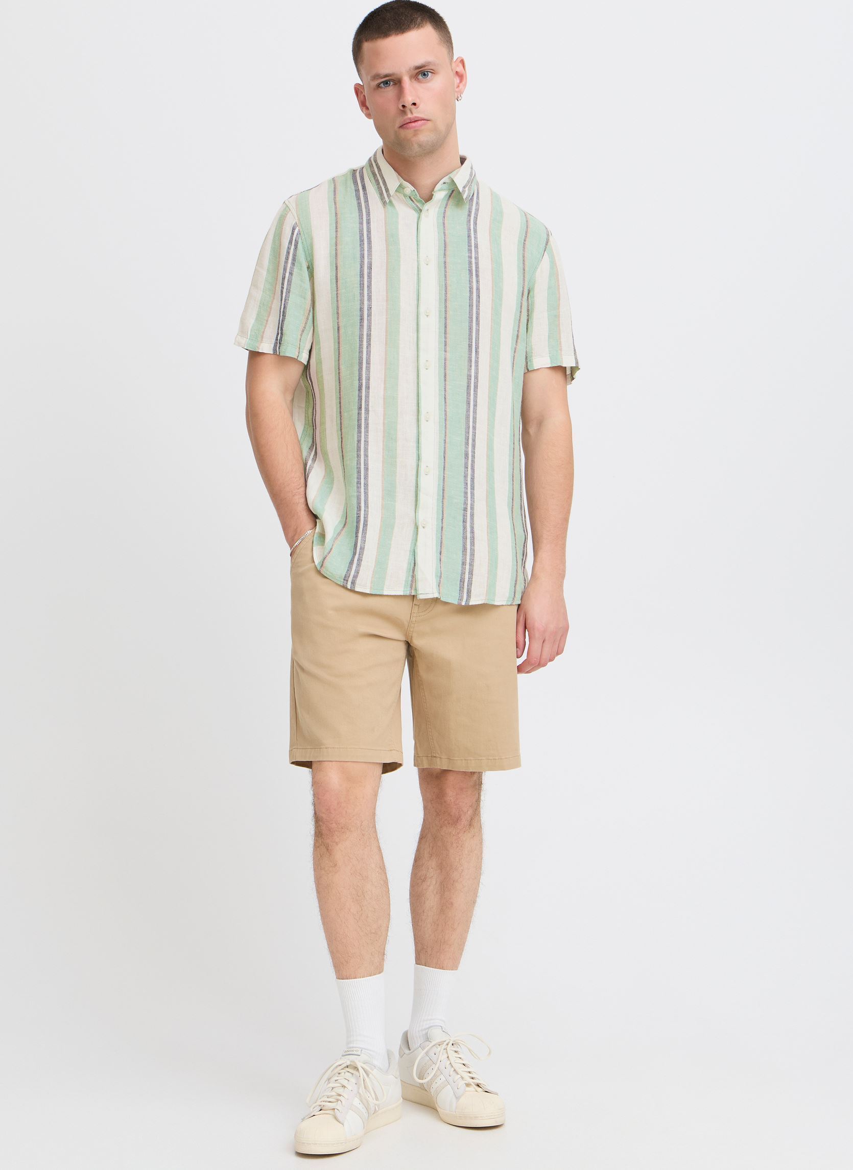 Hemden BHBOBBY Shirt stripe heren groen Blend Hemden BHBOBBY Shirt stripe heren groen MALACHITE GREEN