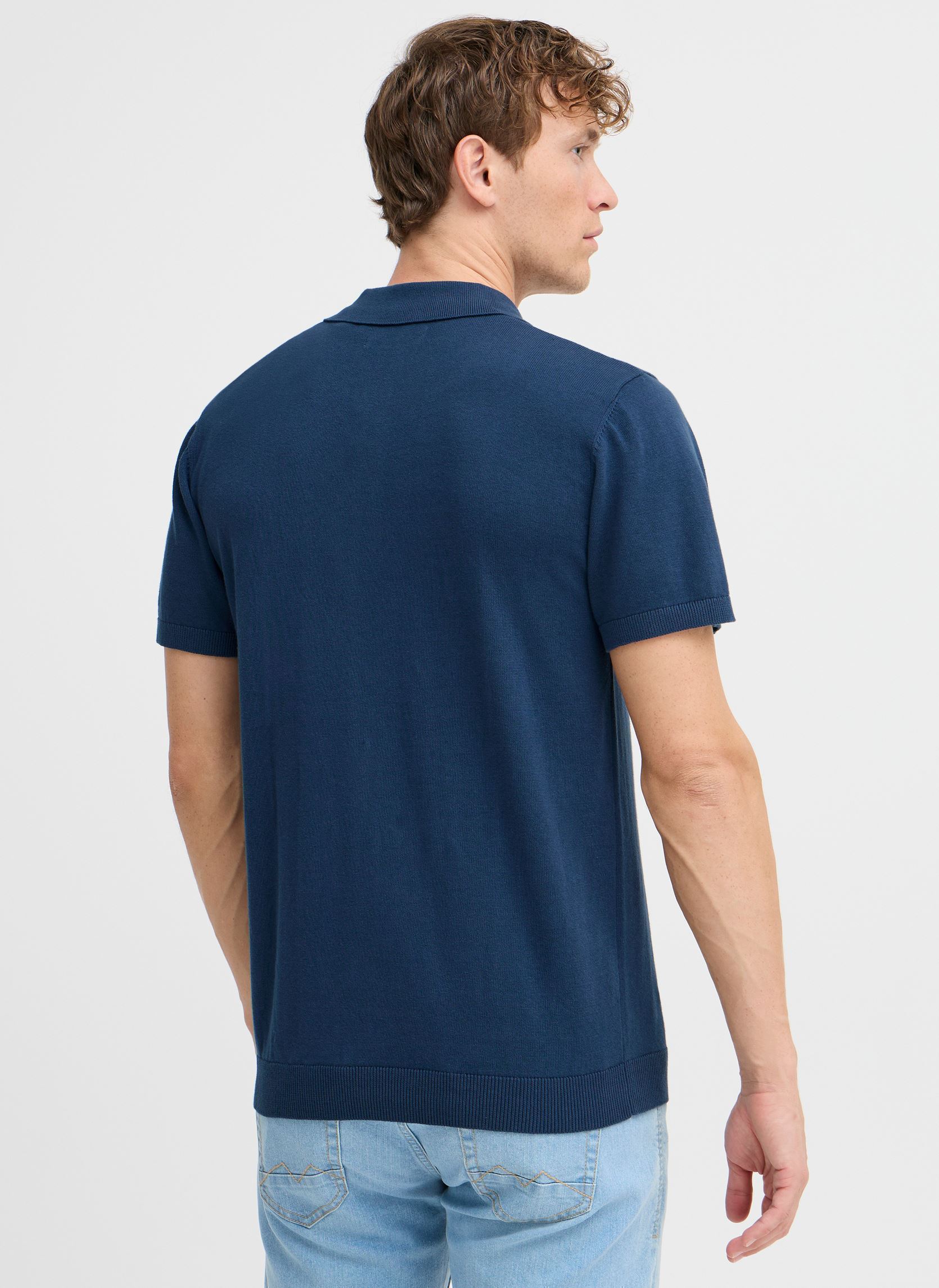 Polos manches courtes BHASKE Polo knit homme bleu Blend Polos manches courtes BHASKE Polo knit homme bleu DRESS BLUES