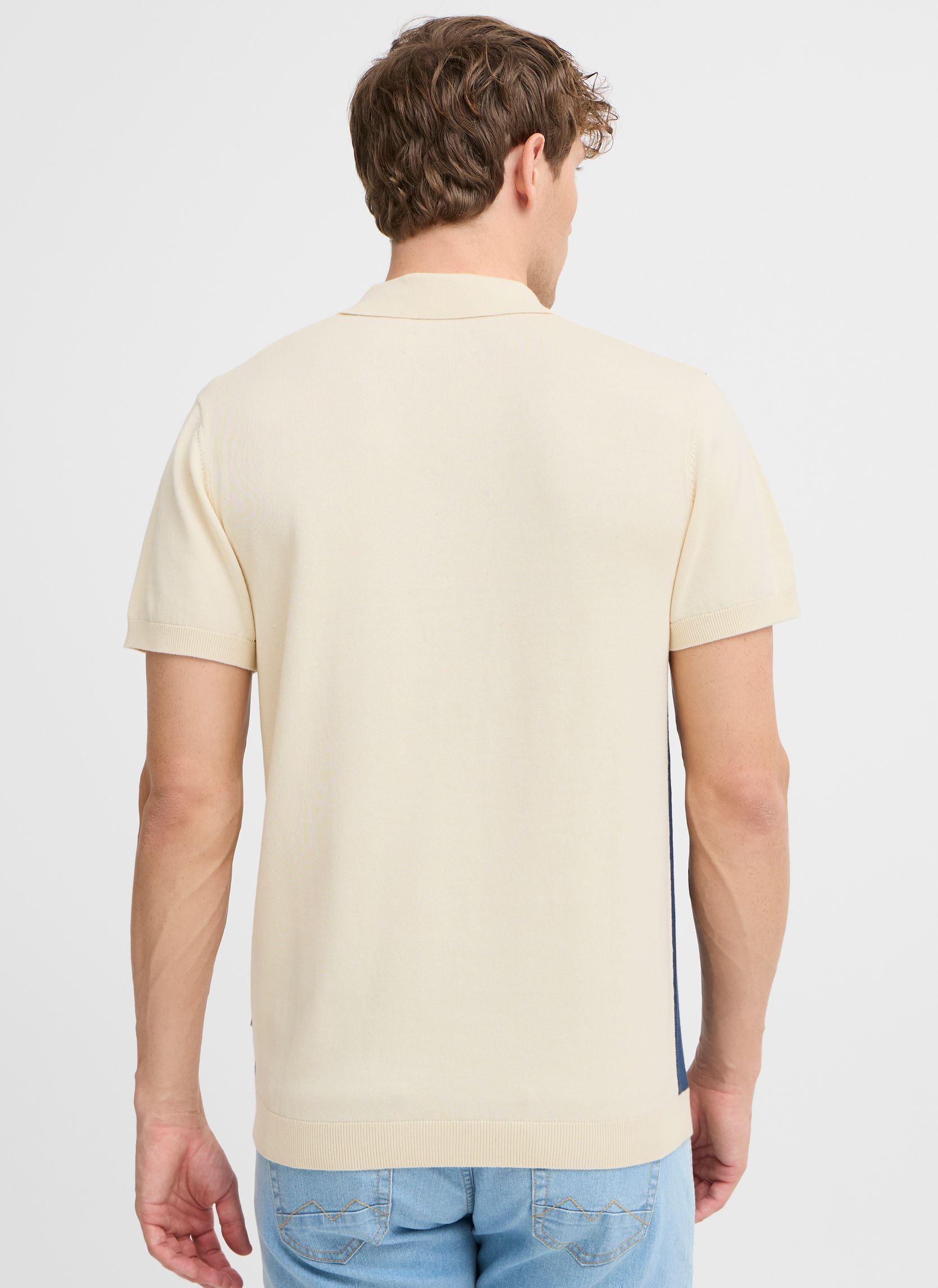 Pulls BHATLAS Polo knit homme beige Blend Pulls BHATLAS Polo knit homme beige BLEACHED SAND
