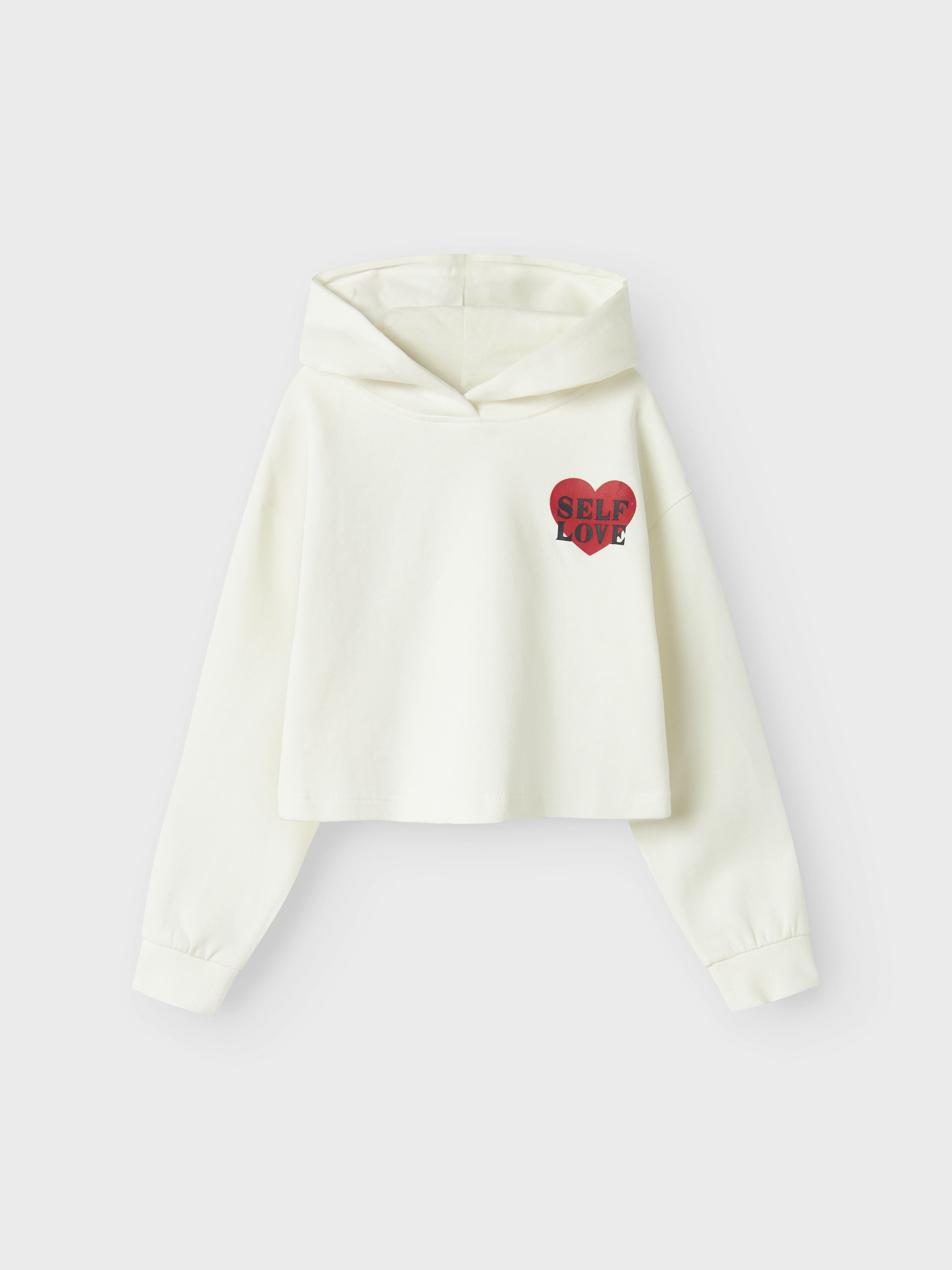 Kapuzenpullover Nkfterren Ls Cropped Boxy Swe Wh Bru Ps mädchen weiß Name it Kapuzenpullover Nkfterren Ls Cropped Boxy Swe Wh Bru Ps mädchen weiß CLOUD DANCER