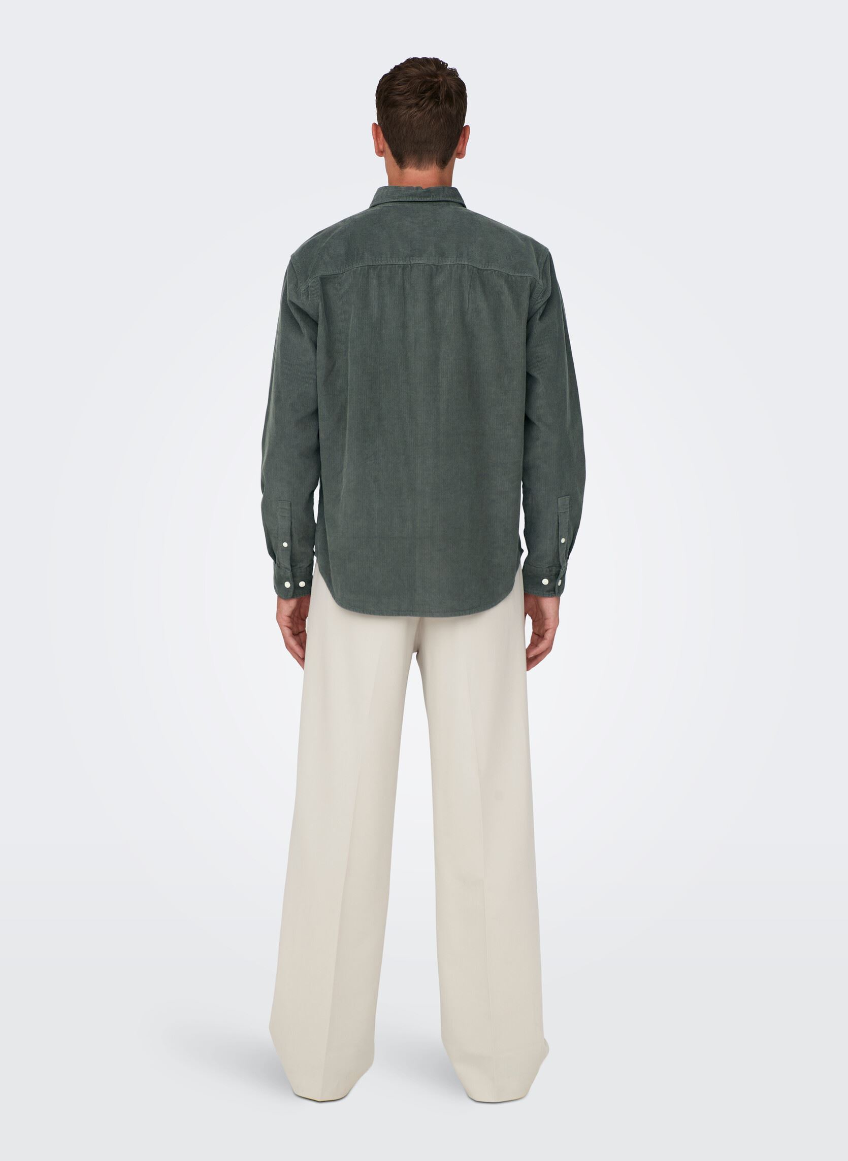 Hemden ONSALP RLX 2PKT WASHD CORD LS SHIRT NOOS heren groen Only & Sons Hemden ONSALP RLX 2PKT WASHD CORD LS SHIRT NOOS heren groen CASTOR GRAY