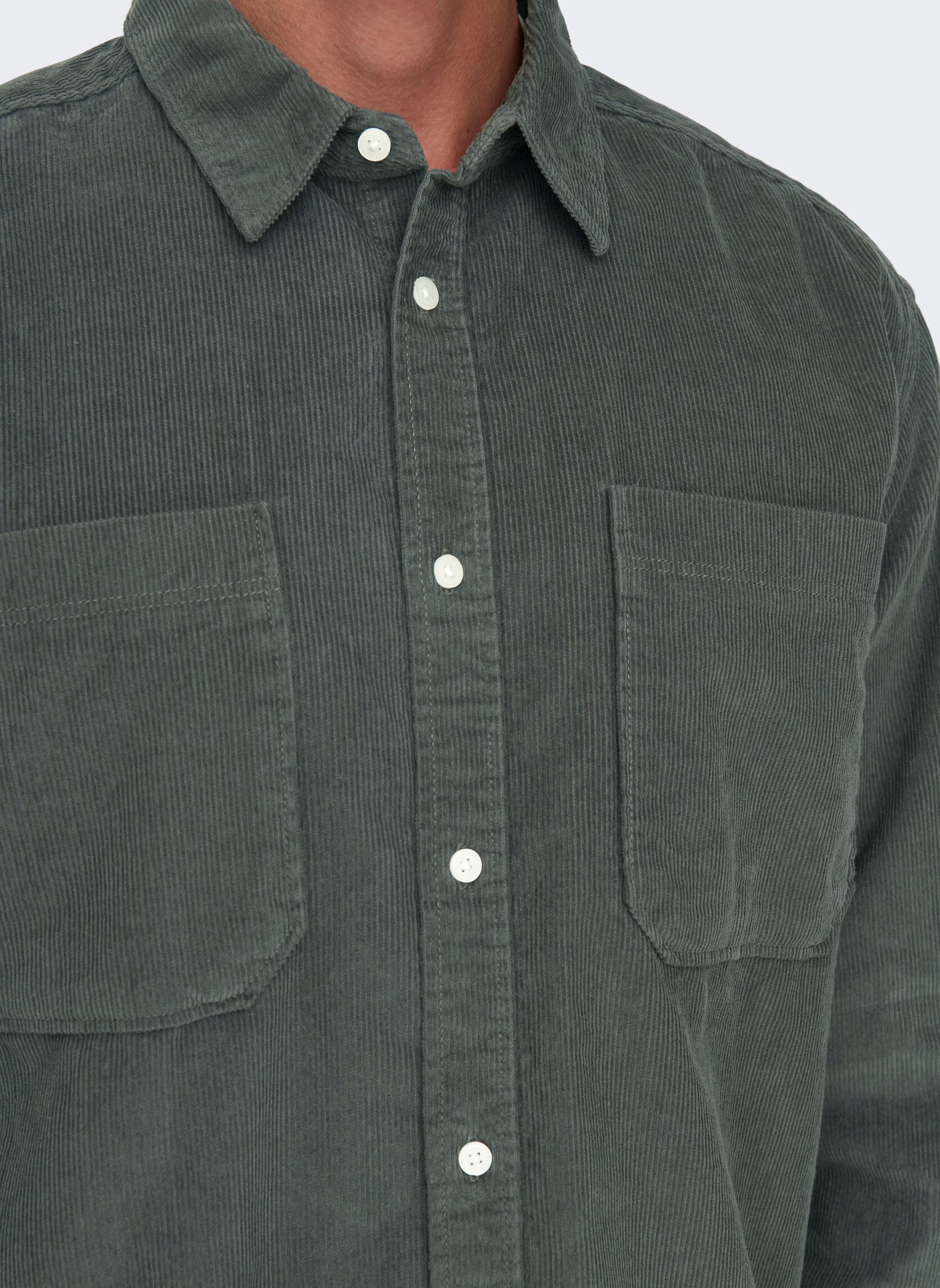 Hemden ONSALP RLX 2PKT WASHD CORD LS SHIRT NOOS heren groen Only & Sons Hemden ONSALP RLX 2PKT WASHD CORD LS SHIRT NOOS heren groen CASTOR GRAY