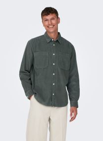 Hemden ONSALP RLX 2PKT WASHD CORD LS SHIRT NOOS heren groen Only & Sons Hemden ONSALP RLX 2PKT WASHD CORD LS SHIRT NOOS heren groen CASTOR GRAY