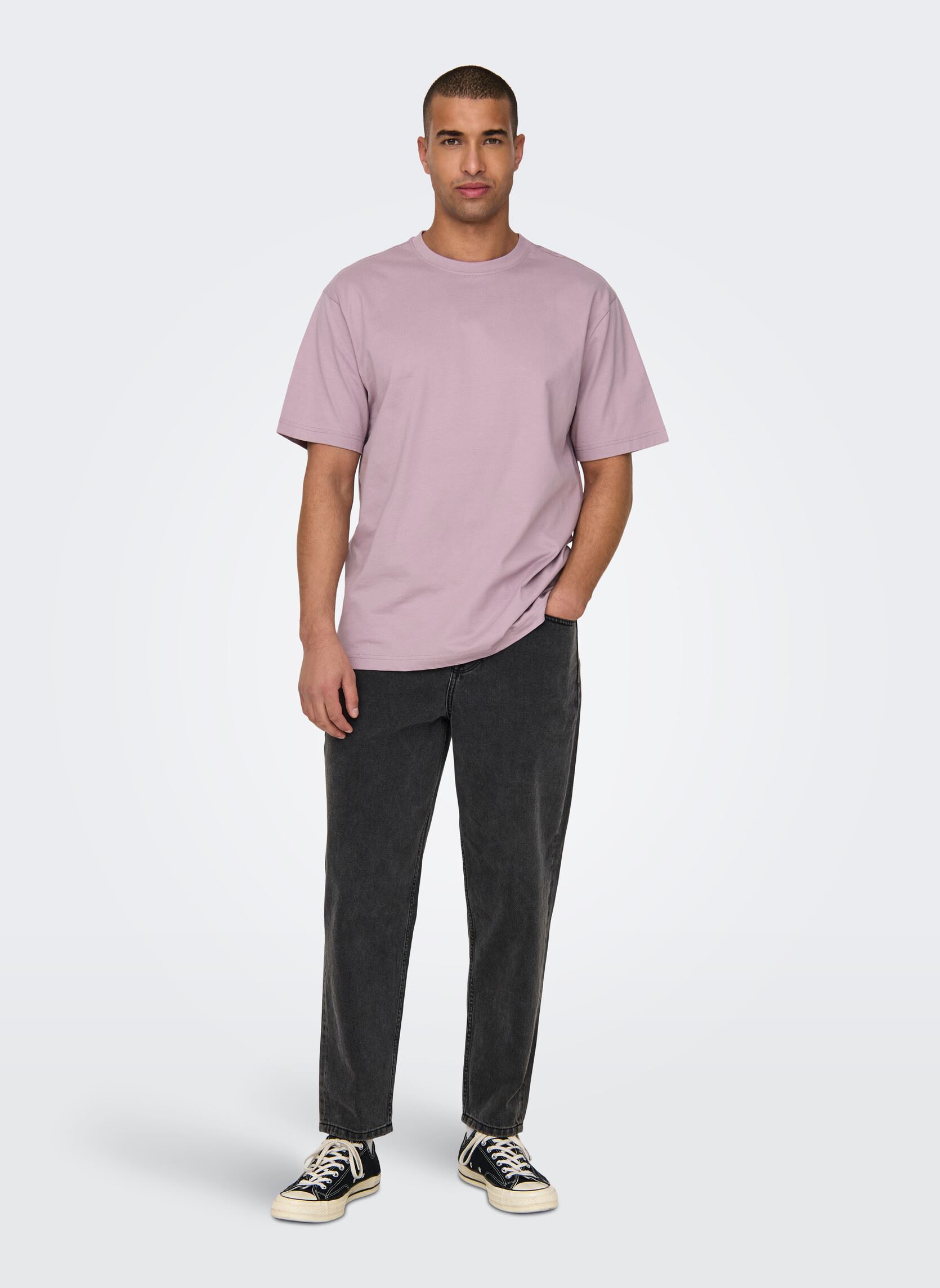 Tee-shirts manches courtes ONSFRED LIFE RLX SS TEE NOOS homme rose Only & Sons Tee-shirts manches courtes ONSFRED LIFE RLX SS TEE NOOS homme rose ASH ROSE