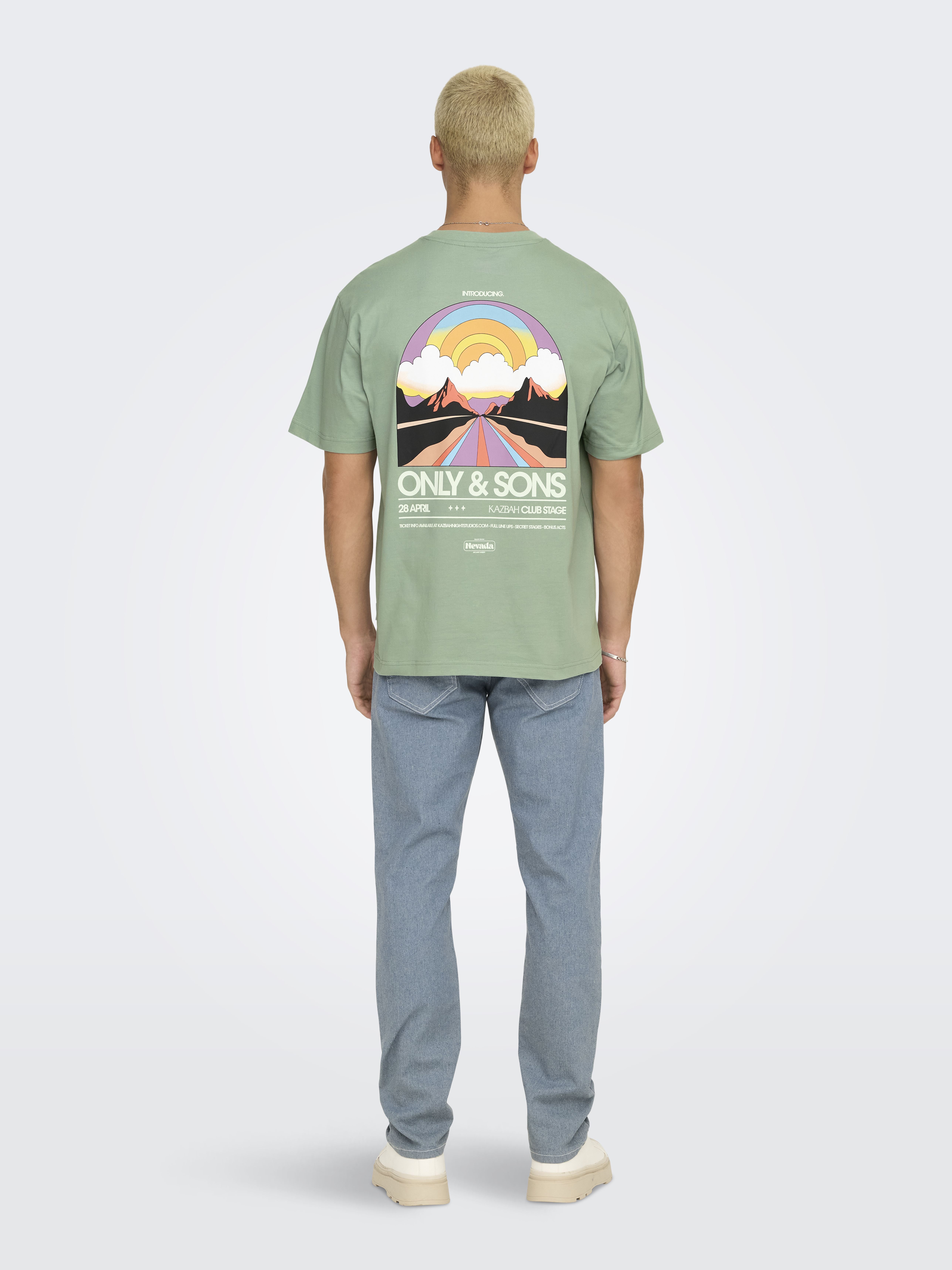 Tee-shirts manches courtes ONSKAZBAH PRINT RLX SS TEE homme vert Only & Sons Tee-shirts manches courtes ONSKAZBAH PRINT RLX SS TEE homme vert ICEBERG GREEN