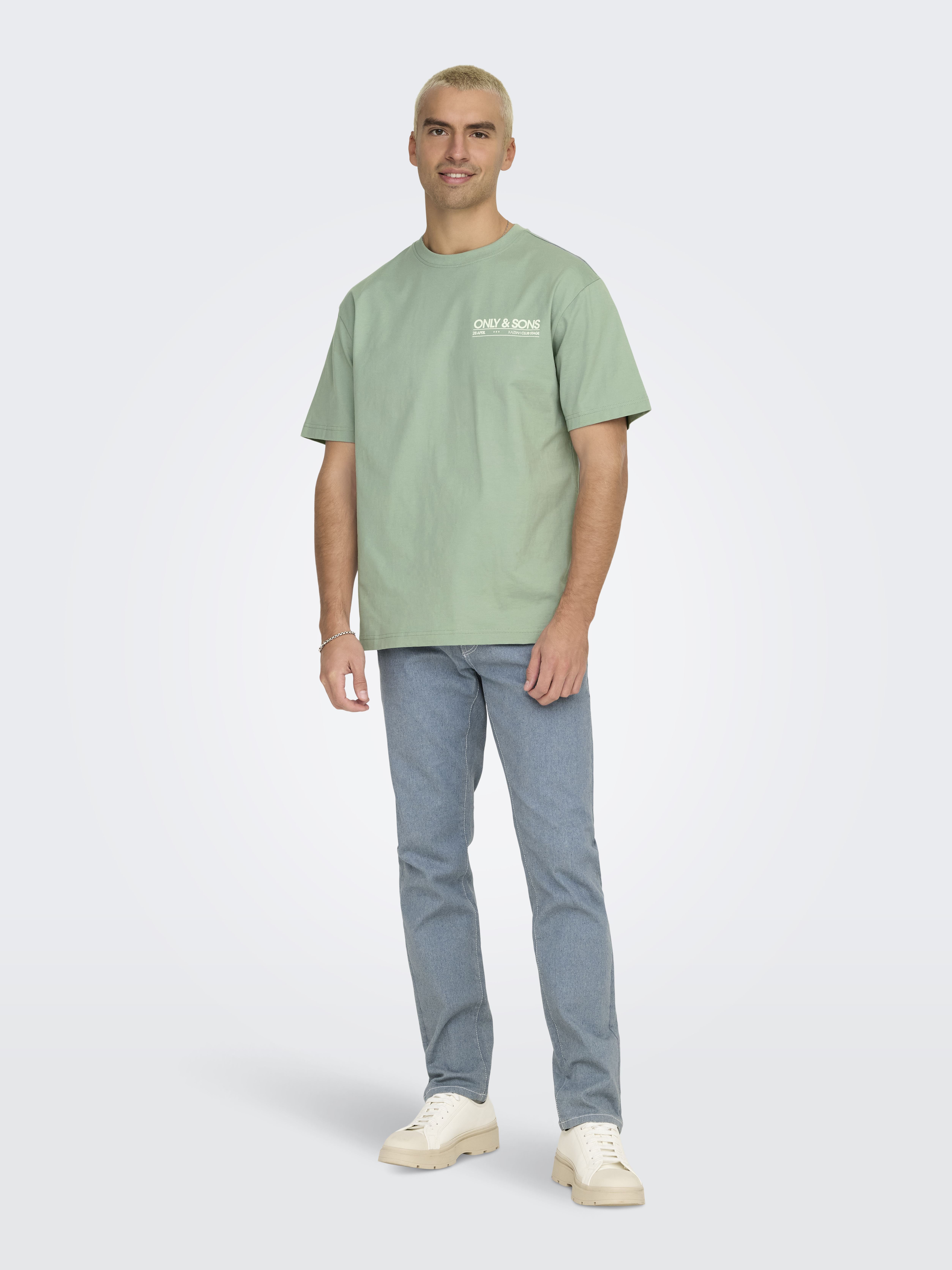 Tee-shirts manches courtes ONSKAZBAH PRINT RLX SS TEE homme vert Only & Sons Tee-shirts manches courtes ONSKAZBAH PRINT RLX SS TEE homme vert ICEBERG GREEN