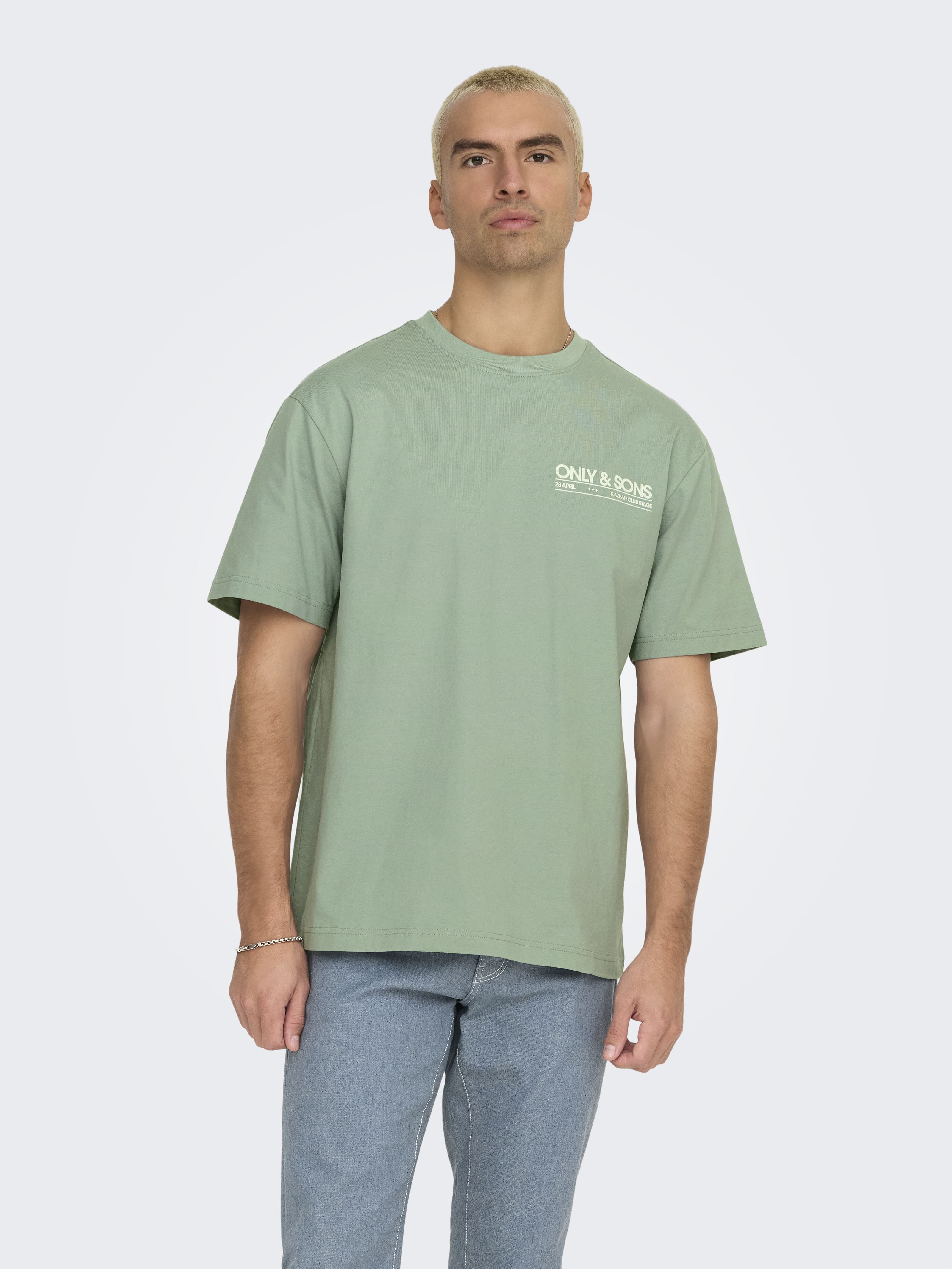 Tee-shirts manches courtes ONSKAZBAH PRINT RLX SS TEE homme vert Only & Sons Tee-shirts manches courtes ONSKAZBAH PRINT RLX SS TEE homme vert ICEBERG GREEN