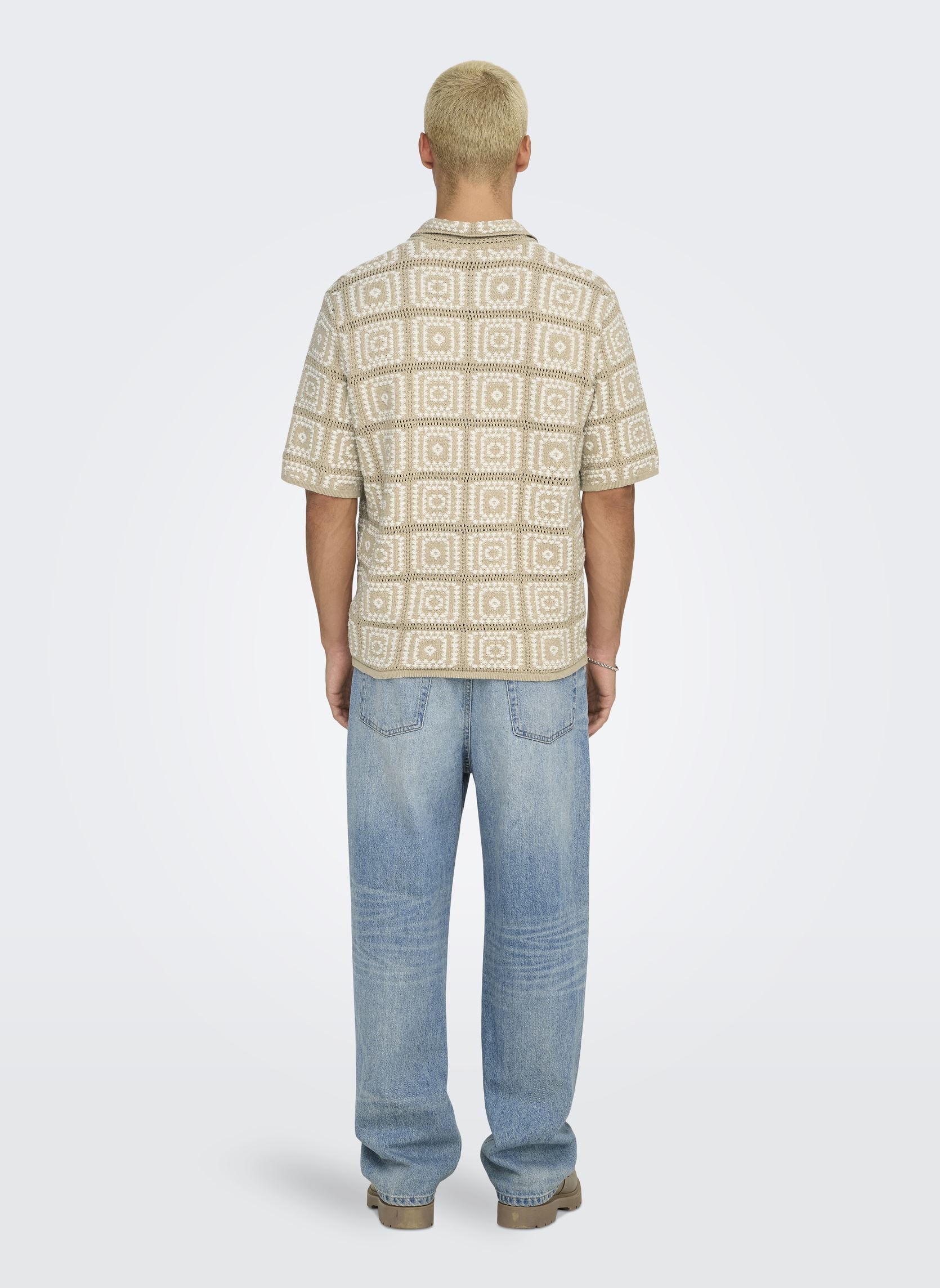 T-shirt a maniche corte ONSBART RLX 5 SS SHIRT KNIT uomo beige Only & Sons T-shirt a maniche corte ONSBART RLX 5 SS SHIRT KNIT uomo beige SILVER LINING