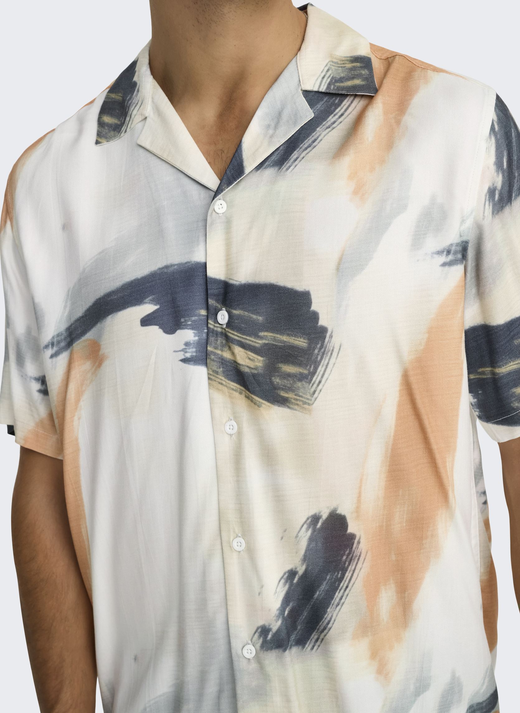 Chemises ONSDASH LIFE REG DIG AOP SS RESORT SHIRT homme beige Only & Sons Chemises ONSDASH LIFE REG DIG AOP SS RESORT SHIRT homme beige EGRET