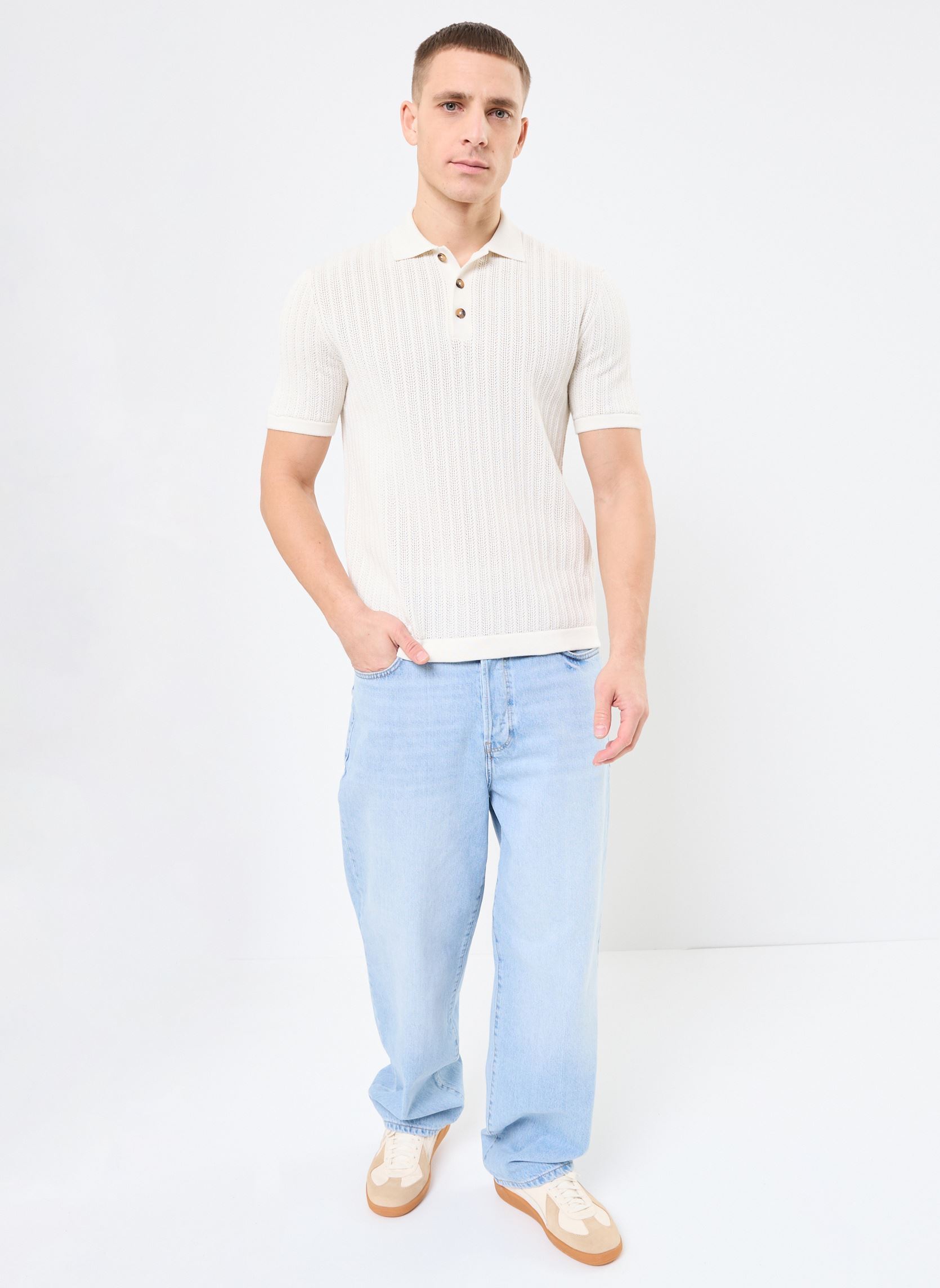 Tee-shirts manches courtes ONSMOON REG 12 SS POLO KNIT homme beige Only & Sons Tee-shirts manches courtes ONSMOON REG 12 SS POLO KNIT homme beige EGRET