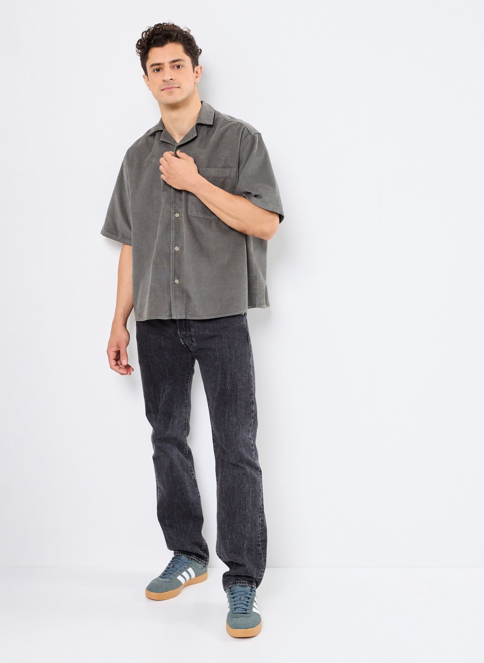 Hemden ONSALFI LIFE RLX CORD SS SHIRT heren grijs Only & Sons Hemden ONSALFI LIFE RLX CORD SS SHIRT heren grijs CASTOR GRAY