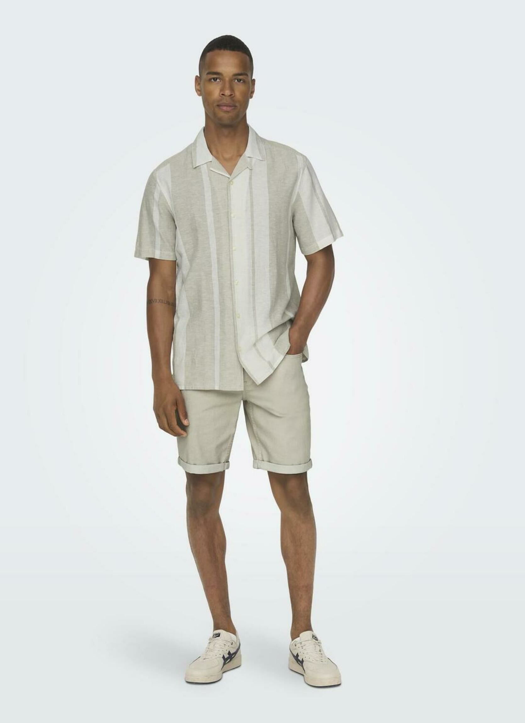 Hemden ONSCAIDEN LIFE STRIPE LINEN RESORT NOOS herren blau Only & Sons Hemden ONSCAIDEN LIFE STRIPE LINEN RESORT NOOS herren blau VINTAGE KHAKI