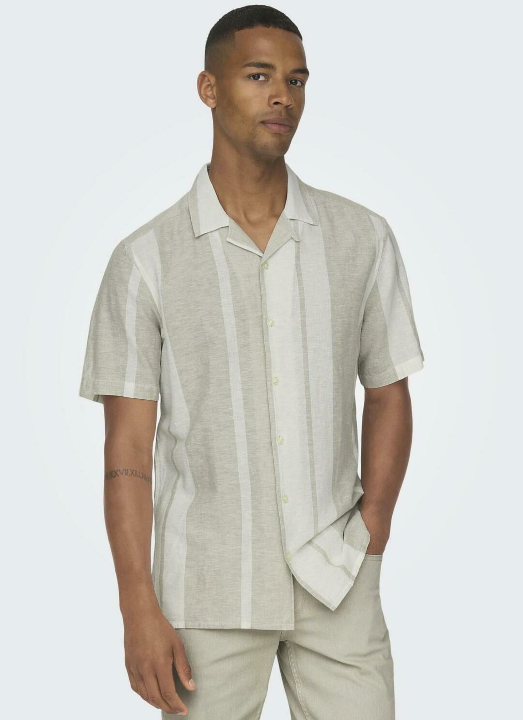 Hemden ONSCAIDEN LIFE STRIPE LINEN RESORT NOOS herren blau Only & Sons Hemden ONSCAIDEN LIFE STRIPE LINEN RESORT NOOS herren blau VINTAGE KHAKI