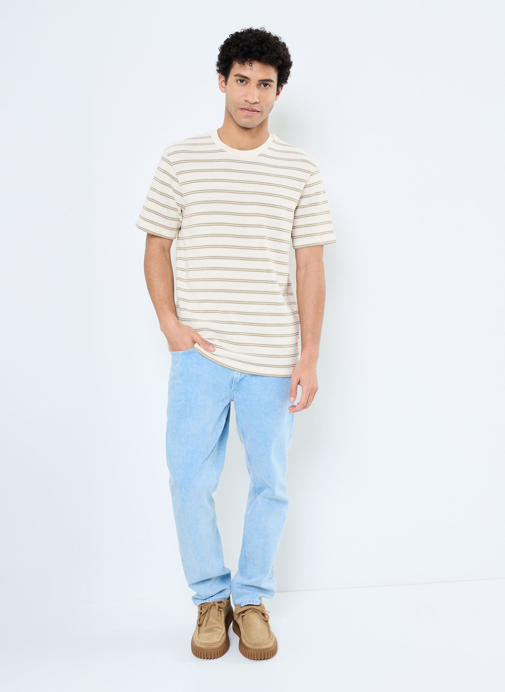 Kurzarm-T-Shirts ONSIAN REG SS STRIPE STRUCT TEE herren beige Only & Sons Kurzarm-T-Shirts ONSIAN REG SS STRIPE STRUCT TEE herren beige CHINCHILLA