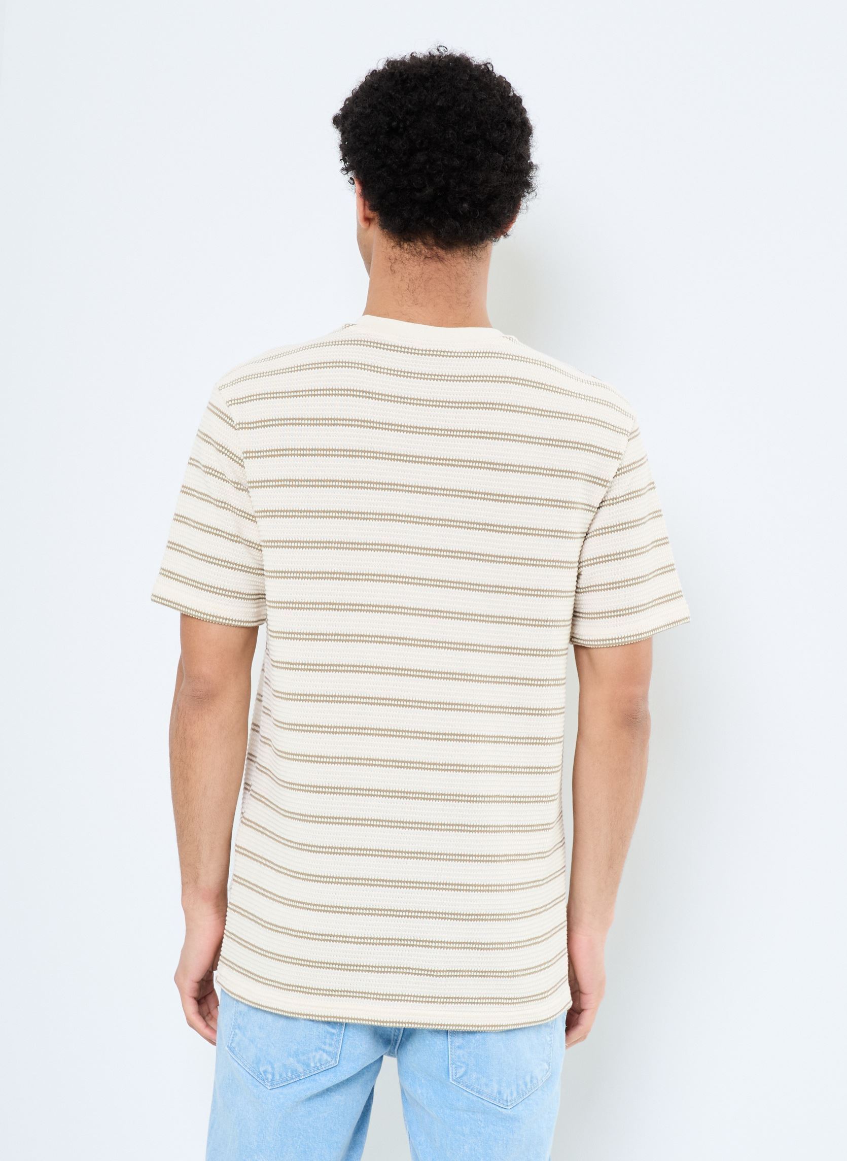 Kurzarm-T-Shirts ONSIAN REG SS STRIPE STRUCT TEE herren beige Only & Sons Kurzarm-T-Shirts ONSIAN REG SS STRIPE STRUCT TEE herren beige CHINCHILLA
