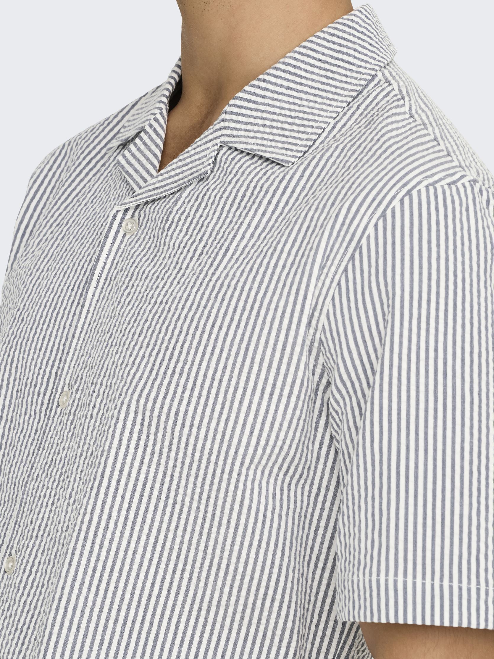 Chemises ONSLOUNGE REG SS RESORT SEERSUCKER 0267 homme bleu Only & Sons Chemises ONSLOUNGE REG SS RESORT SEERSUCKER 0267 homme bleu NAVAL ACADEMY