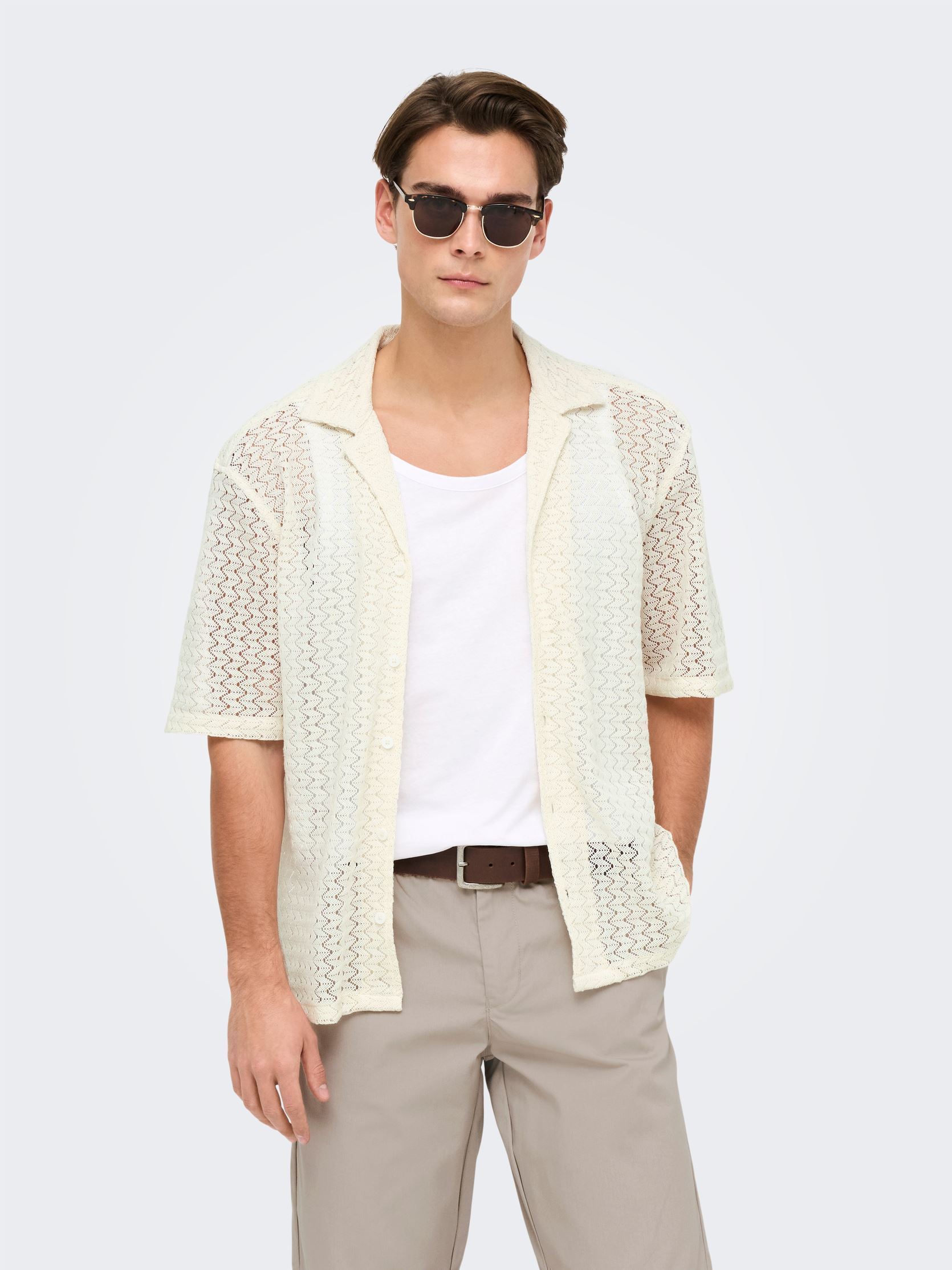 Vêtements Only & Sons ONSNOVAK RLX RESORT SS ZIGZAG SHIRT pour Accessoires