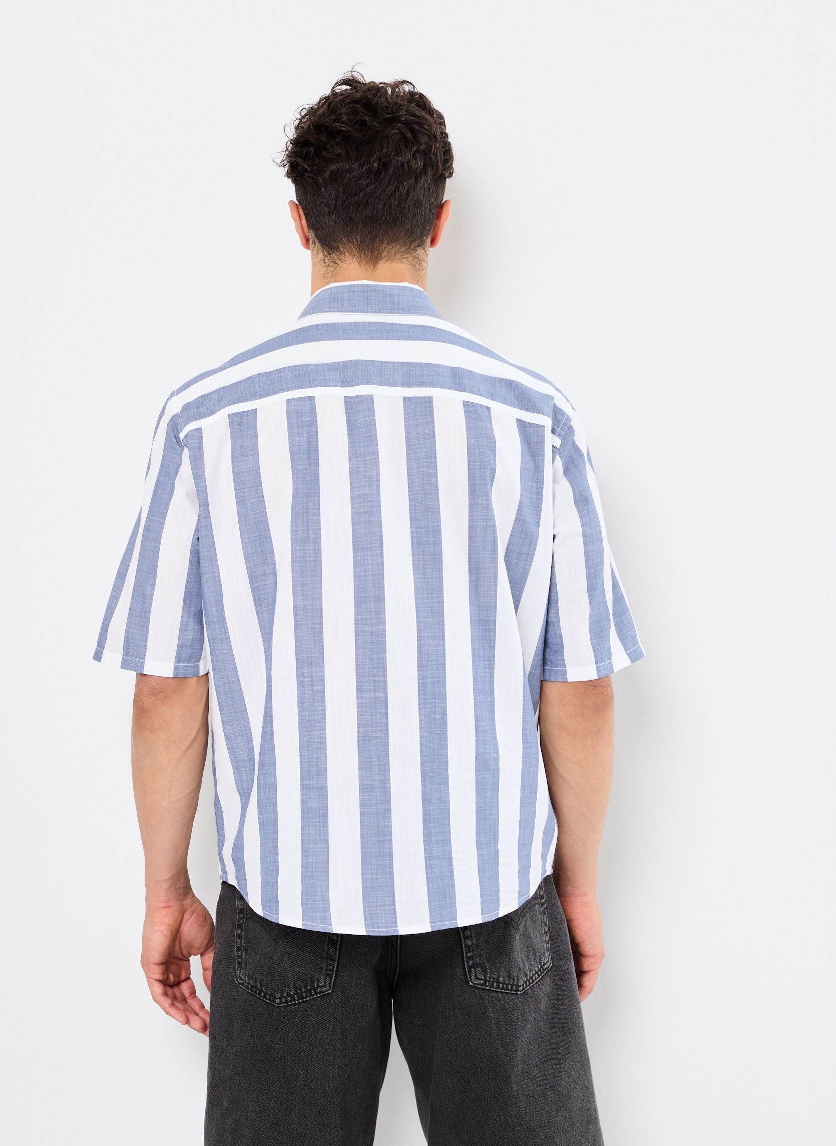 Chemises ONSTES RLX CTN SLUB STRIPE SS SHIRT homme bleu Only & Sons Chemises ONSTES RLX CTN SLUB STRIPE SS SHIRT homme bleu VINTAGE INDIGO