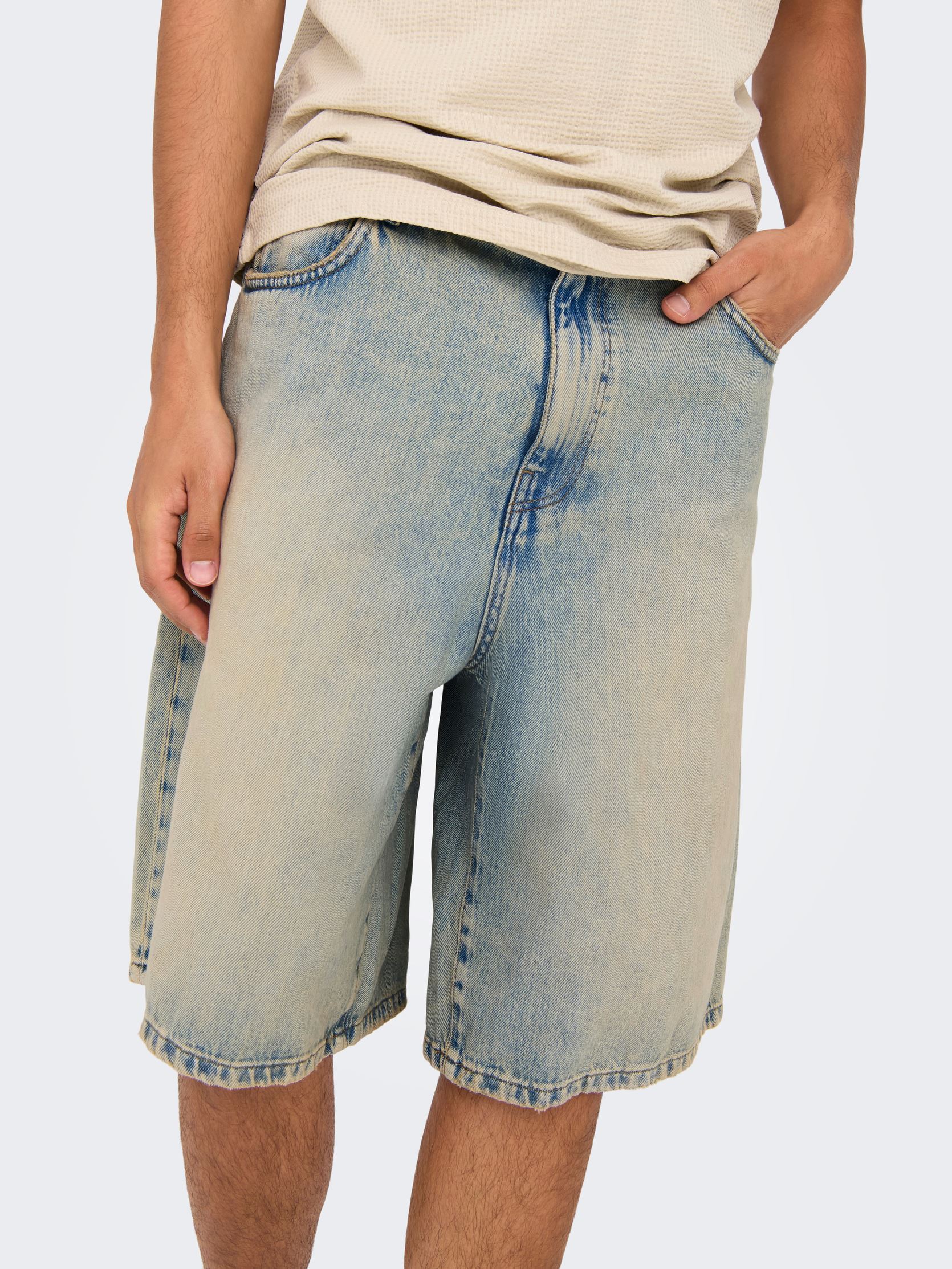 Shorts ONSCARL BALLOON LBB 2960 TAI DNM SHORTS homme bleu Only & Sons Shorts ONSCARL BALLOON LBB 2960 TAI DNM SHORTS homme bleu LIGHT BLUE BLEACHED DENIM