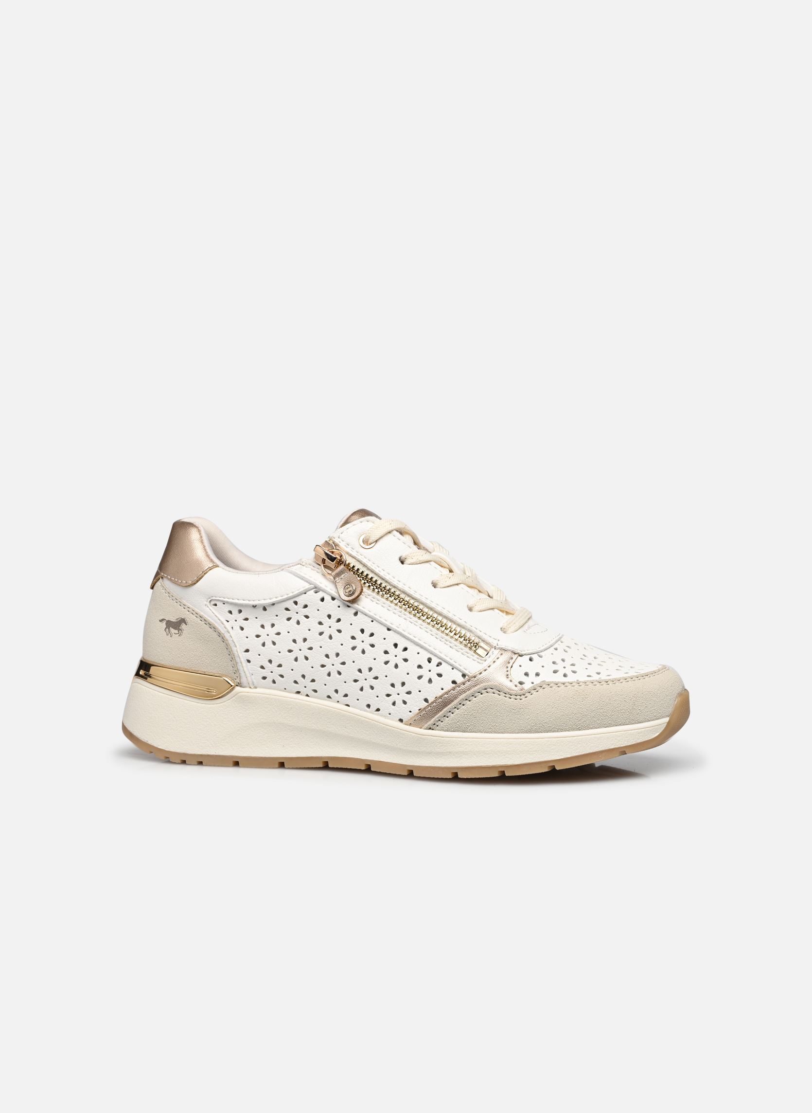 Niedrige Sneaker 1487303 damen weiß Mustang shoes Niedrige Sneaker 1487303 damen weiß Weiß/Gold