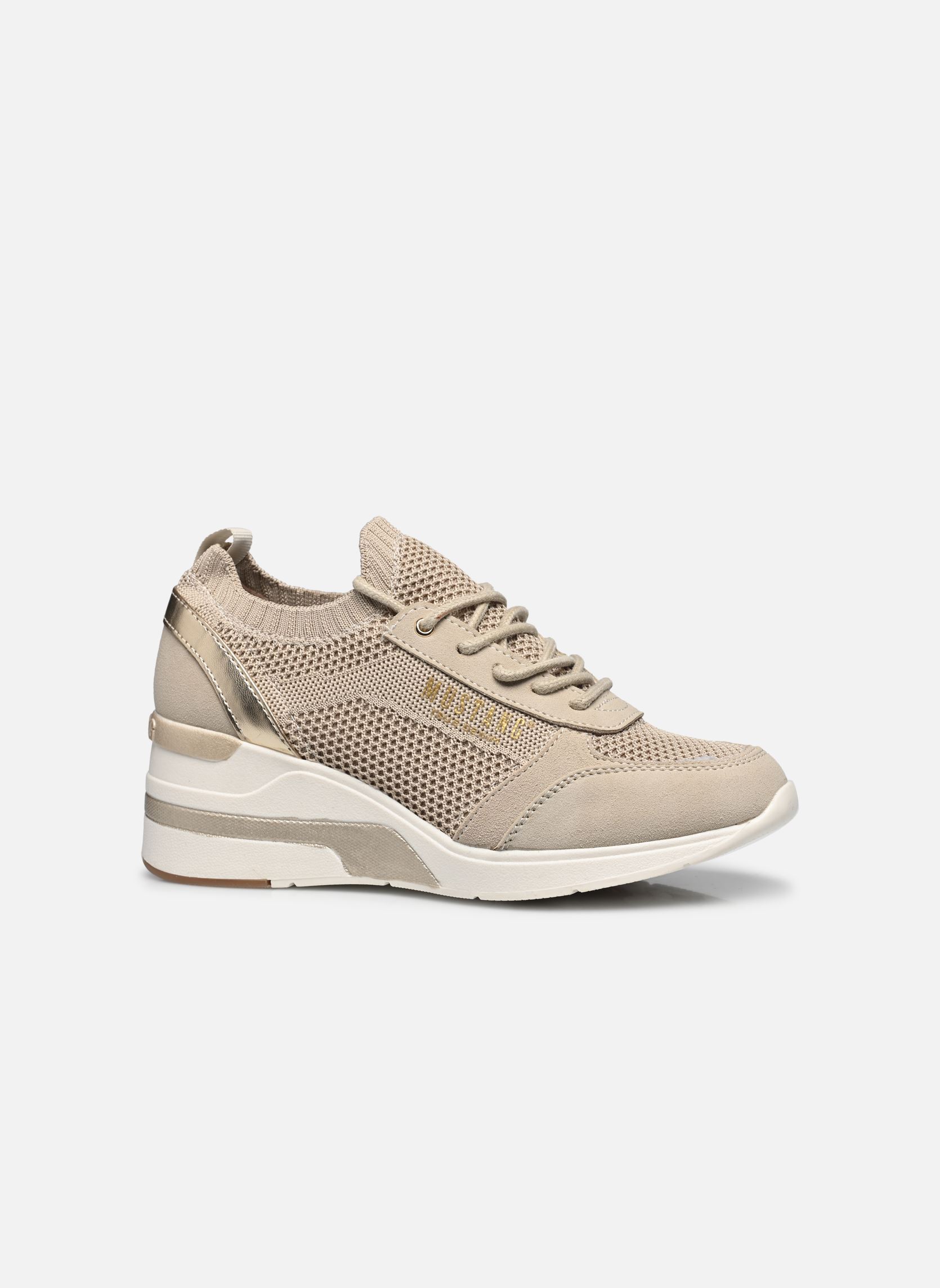 Sleehak sneakers 1303305 dames beige Mustang shoes Sleehak sneakers 1303305 dames beige Beige