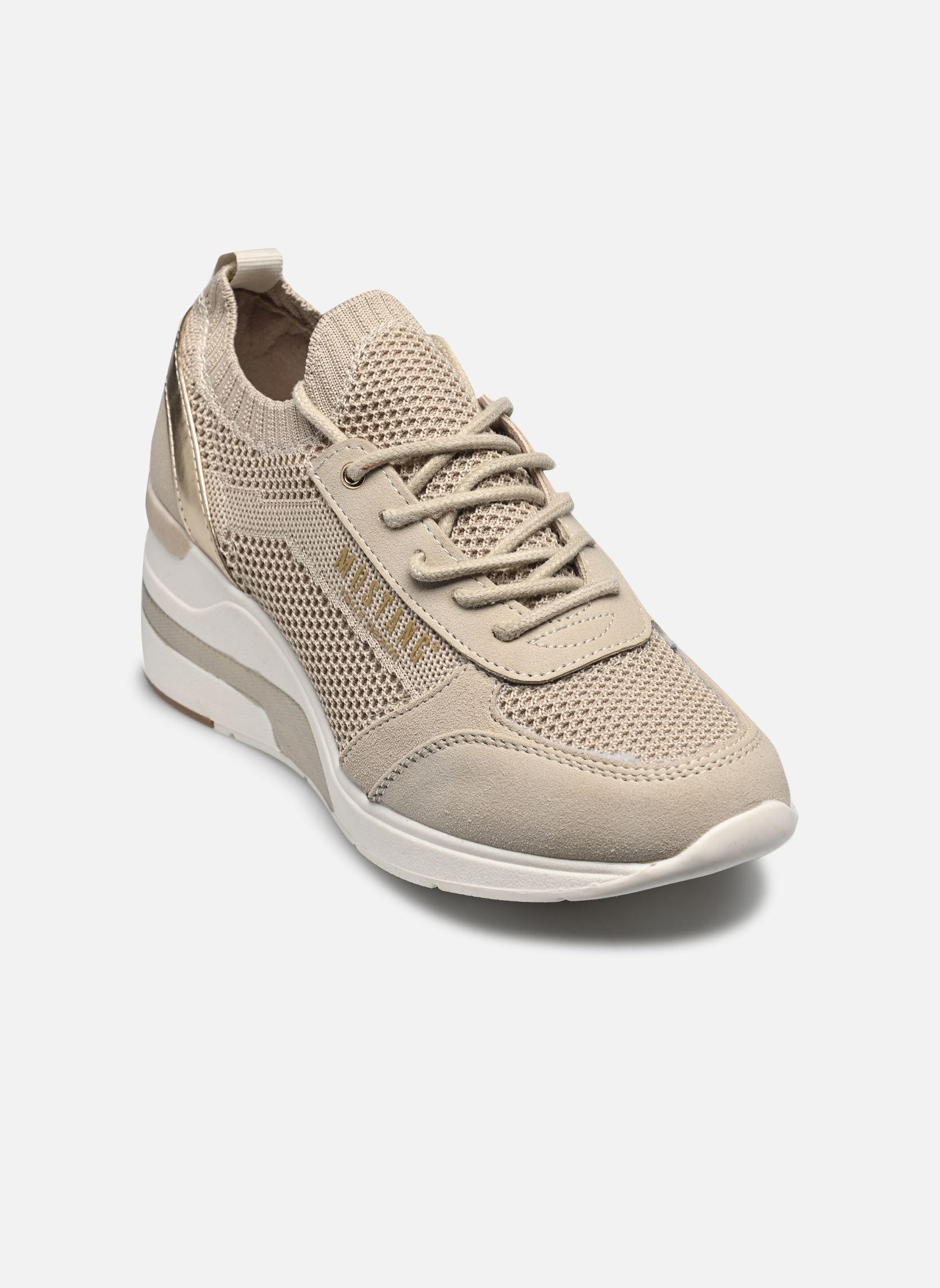 Sleehak sneakers 1303305 dames beige Mustang shoes Sleehak sneakers 1303305 dames beige Beige