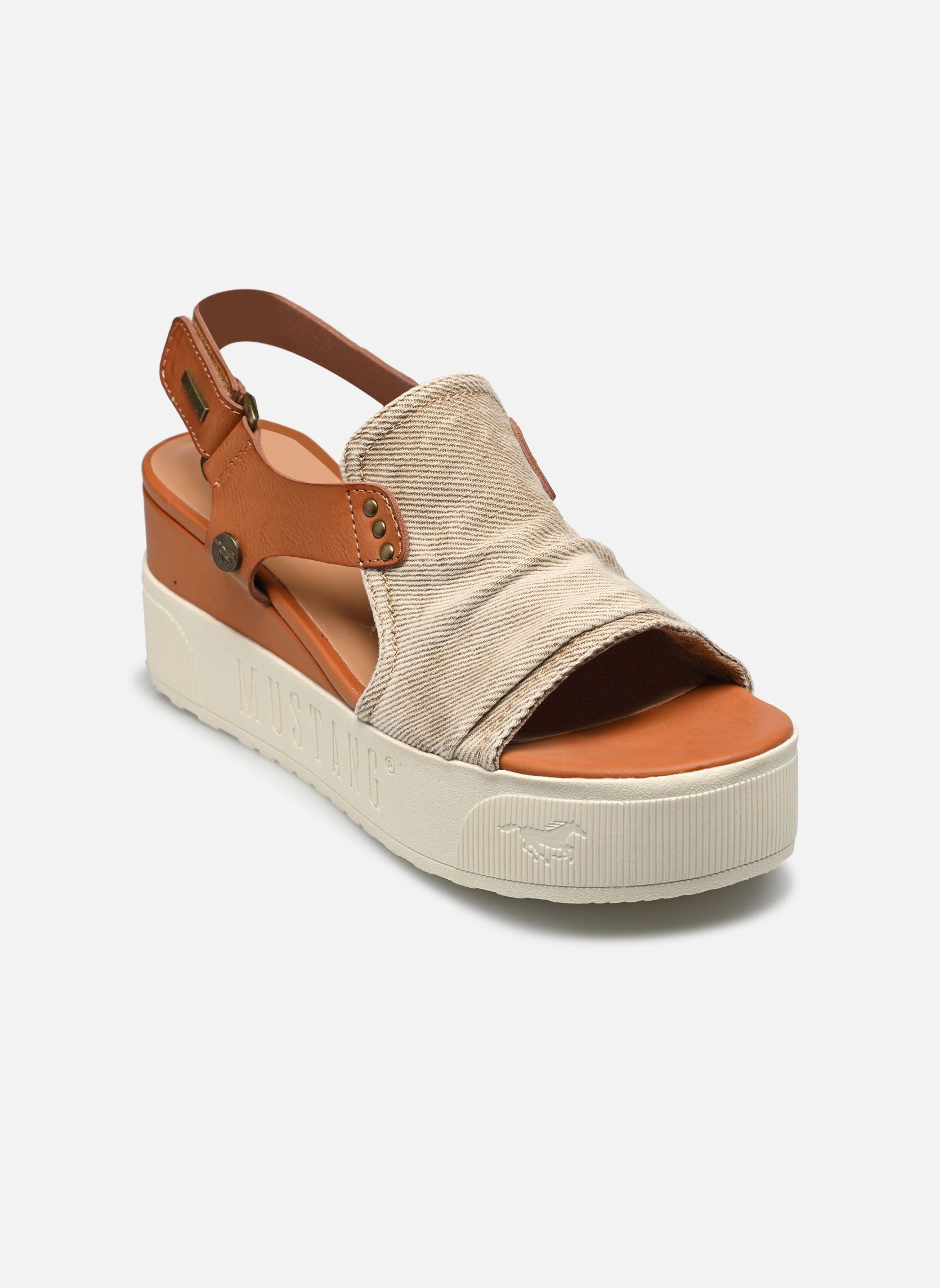 Sandales compensées et plateformes 1459804 femme beige Mustang shoes Sandales compensées et plateformes 1459804 femme beige JEANSBEIGE