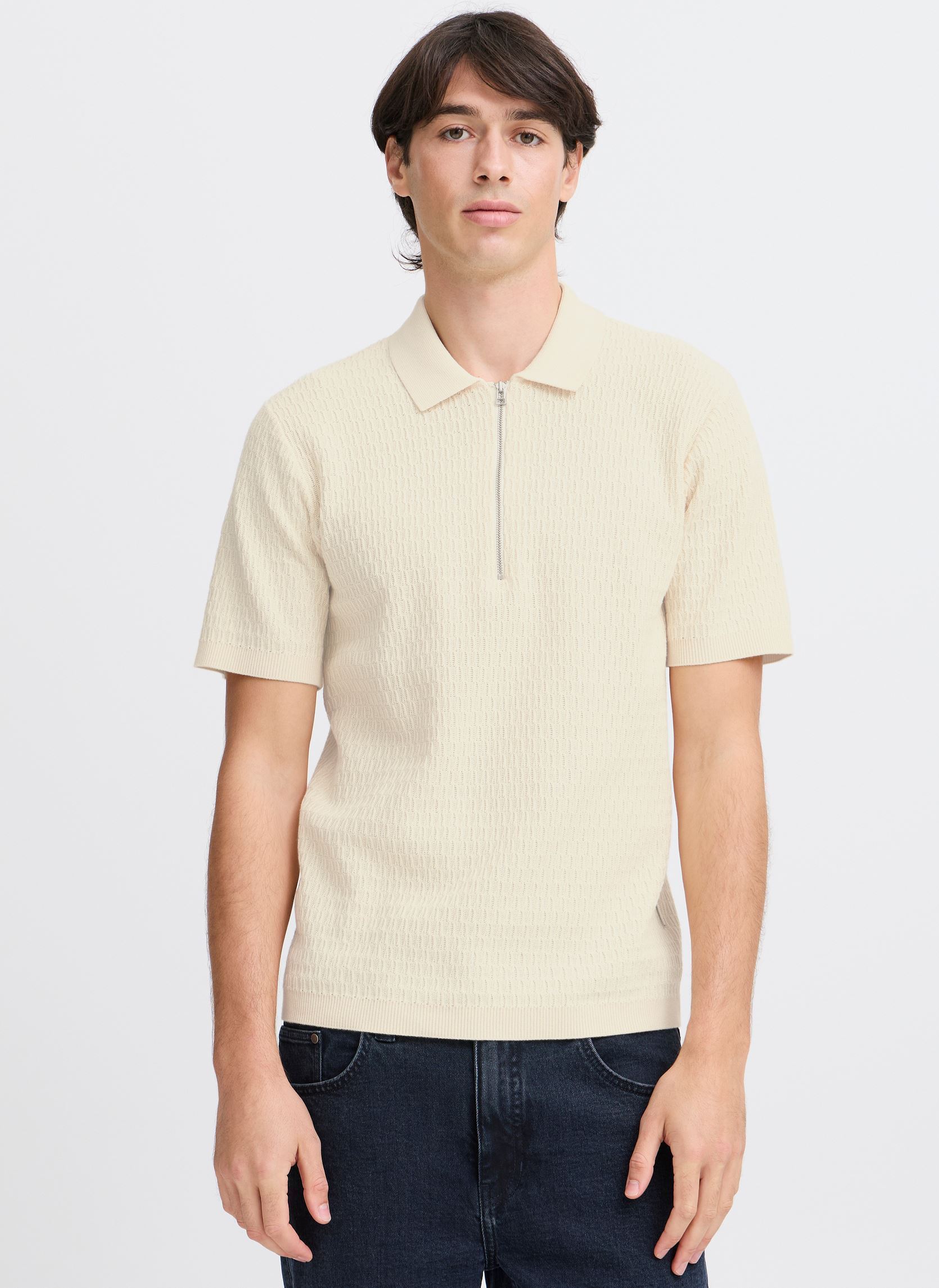 Polos manches courtes CFJOE SS structured polo knit homme blanc Casual Friday Polos manches courtes CFJOE SS structured polo knit homme blanc RUTABAGA