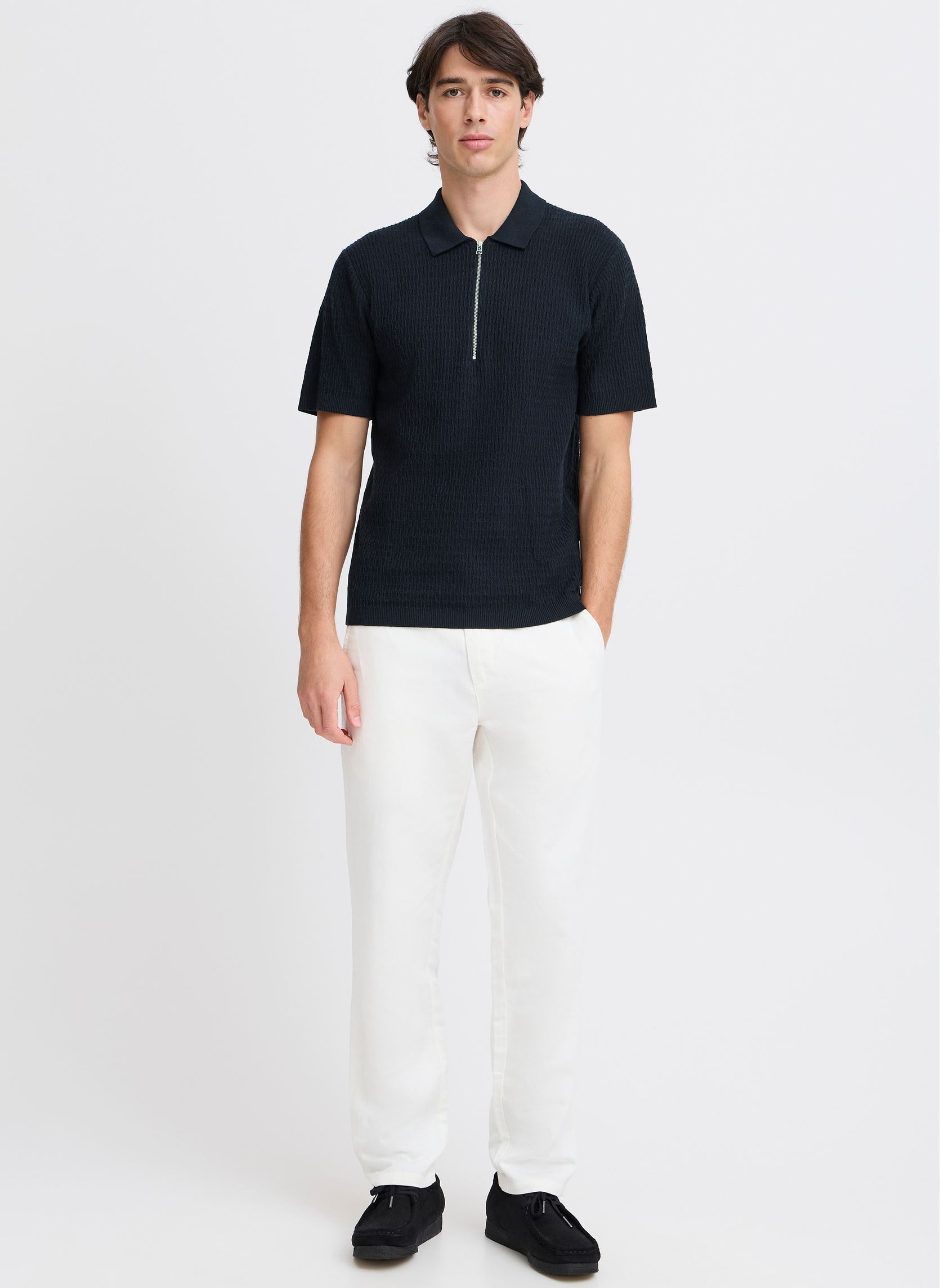 Polos manches courtes CFJOE SS structured polo knit homme bleu Casual Friday Polos manches courtes CFJOE SS structured polo knit homme bleu DARK NAVY