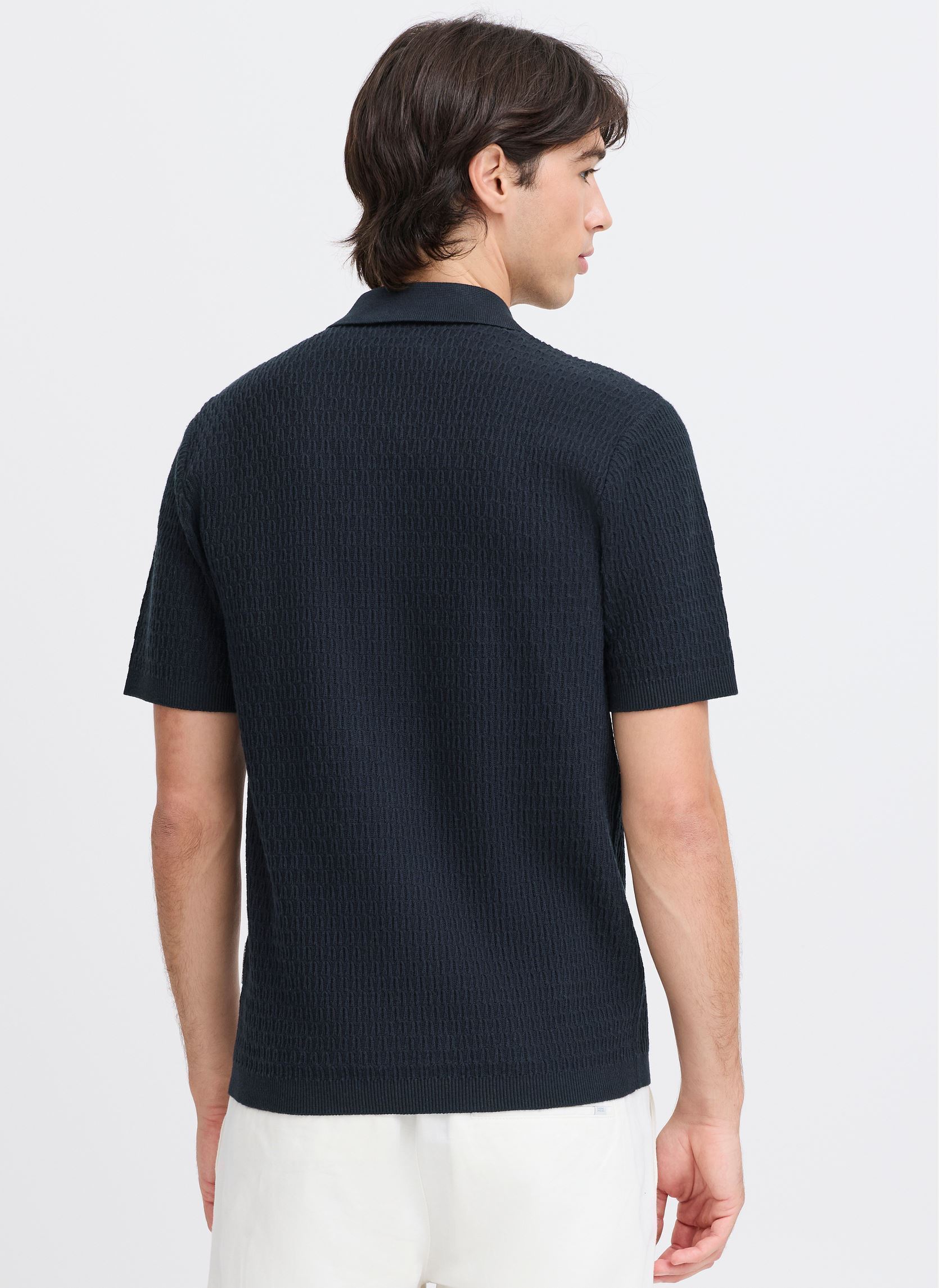 Polos manches courtes CFJOE SS structured polo knit homme bleu Casual Friday Polos manches courtes CFJOE SS structured polo knit homme bleu DARK NAVY