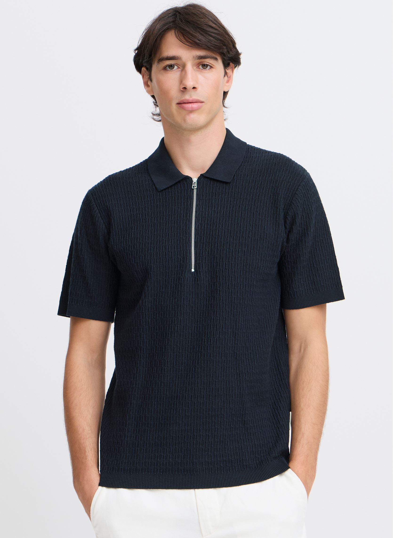 Polos manches courtes CFJOE SS structured polo knit homme bleu Casual Friday Polos manches courtes CFJOE SS structured polo knit homme bleu DARK NAVY