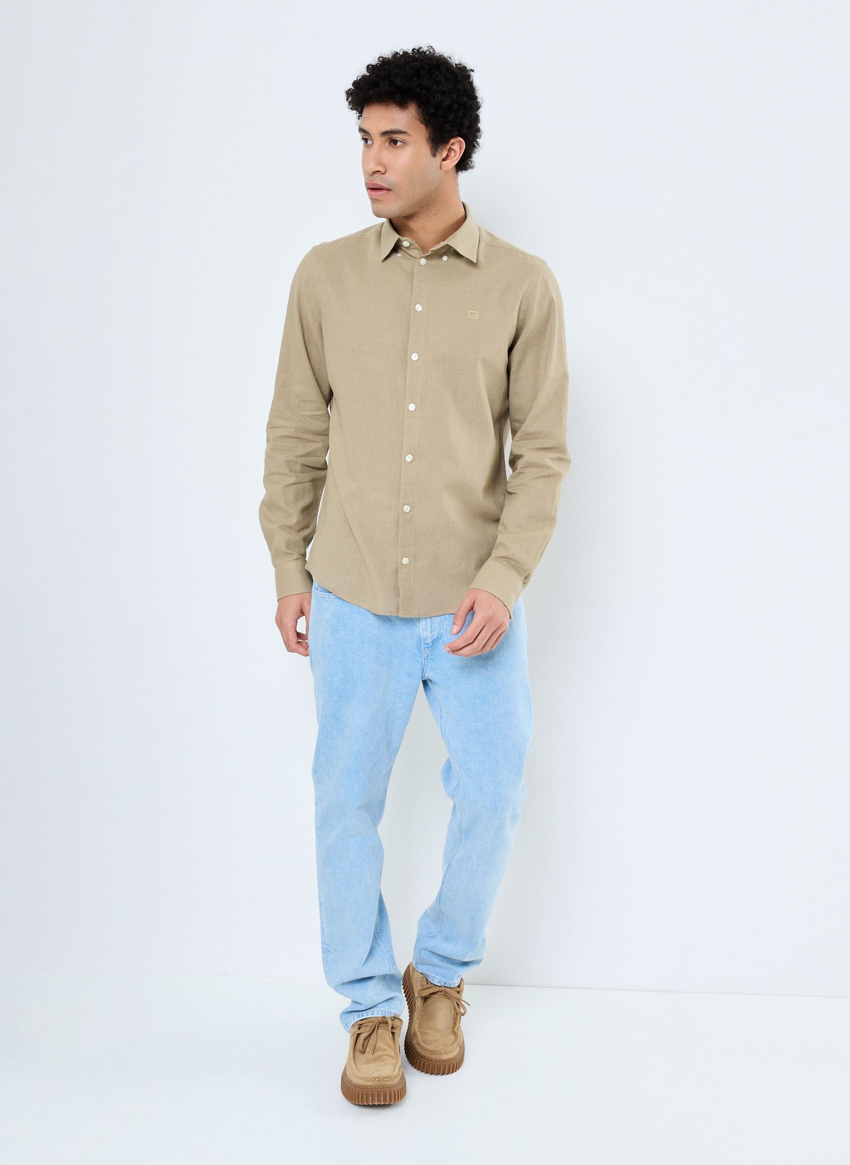 Chemises CFANTON 0053 BD LS linen mix shirt homme vert Casual Friday Chemises CFANTON 0053 BD LS linen mix shirt homme vert TREE HOUSE