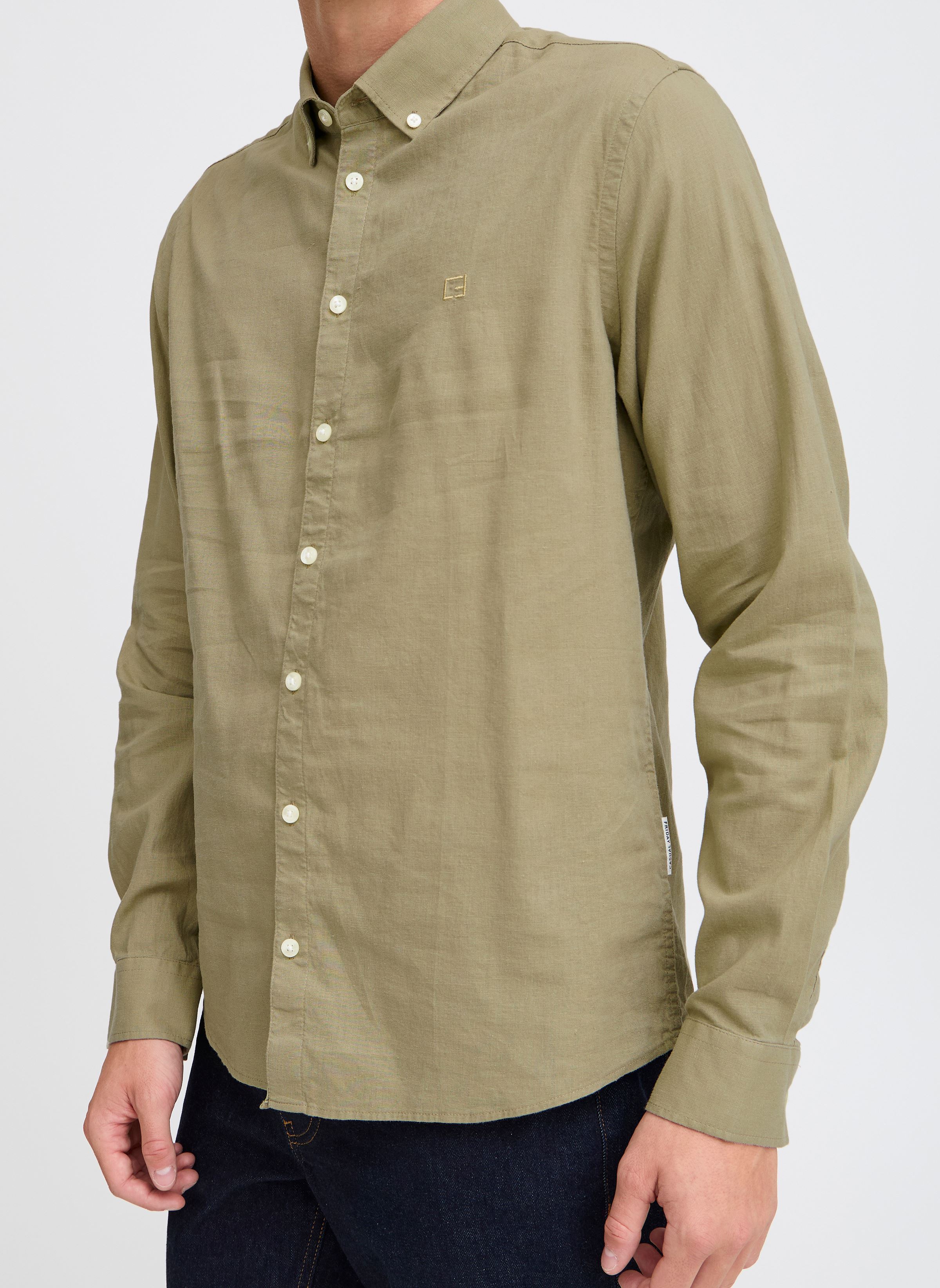 Chemises CFANTON 0053 BD LS linen mix shirt homme vert Casual Friday Chemises CFANTON 0053 BD LS linen mix shirt homme vert TREE HOUSE