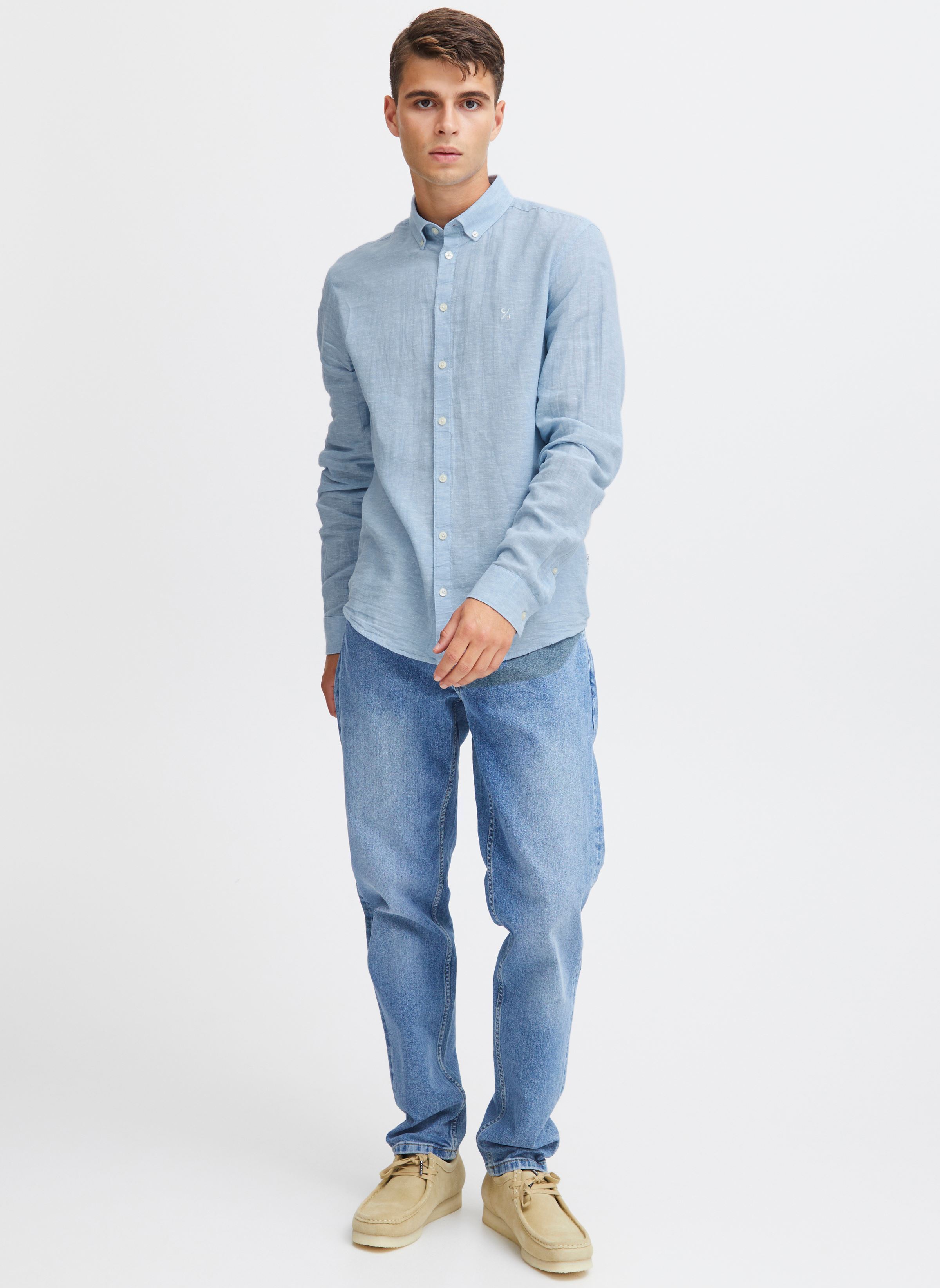 Chemises CFANTON 0053 BD LS linen mix shirt homme bleu Casual Friday Chemises CFANTON 0053 BD LS linen mix shirt homme bleu SILVER LAKE BLUE