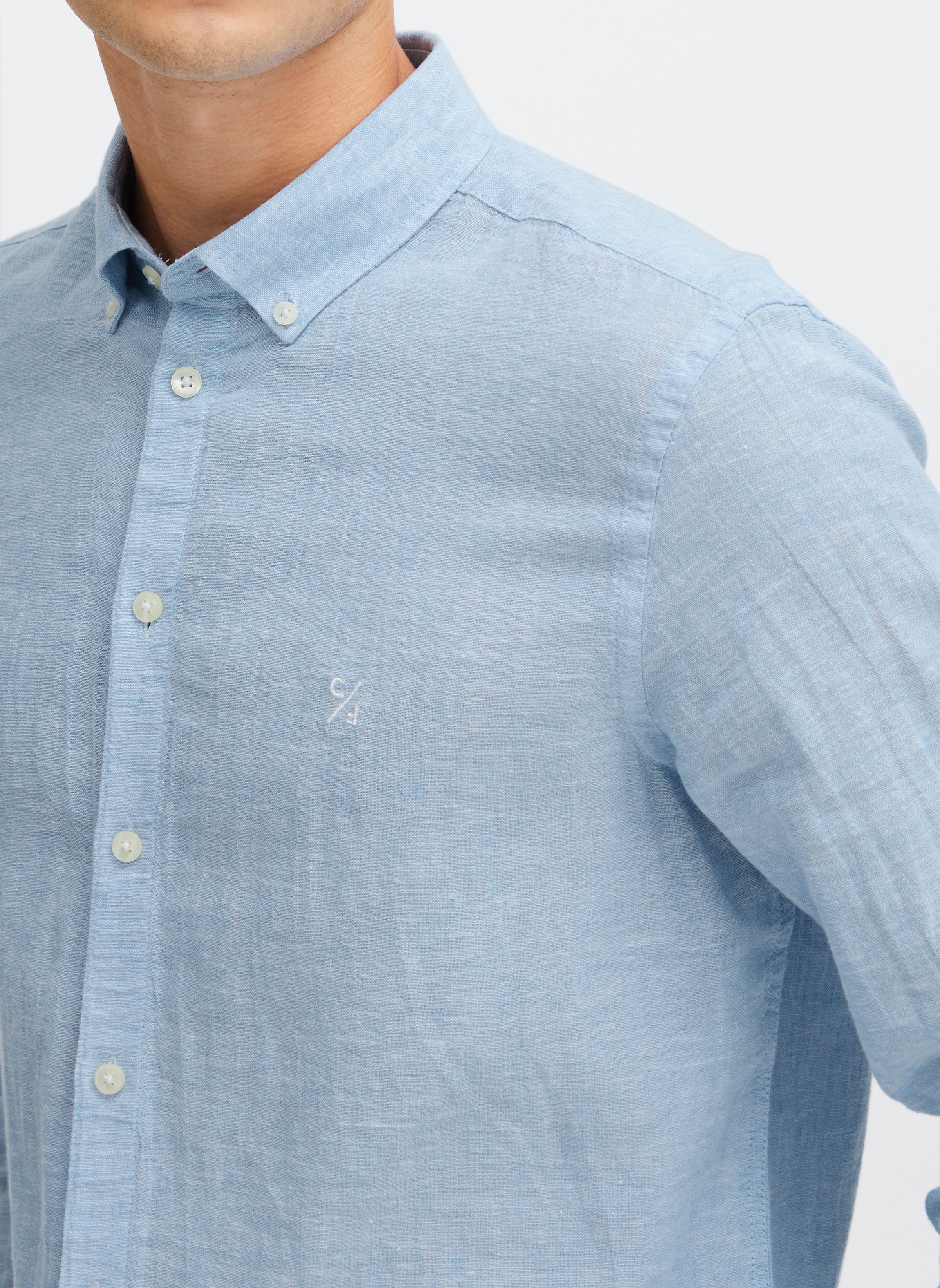 Chemises CFANTON 0053 BD LS linen mix shirt homme bleu Casual Friday Chemises CFANTON 0053 BD LS linen mix shirt homme bleu SILVER LAKE BLUE
