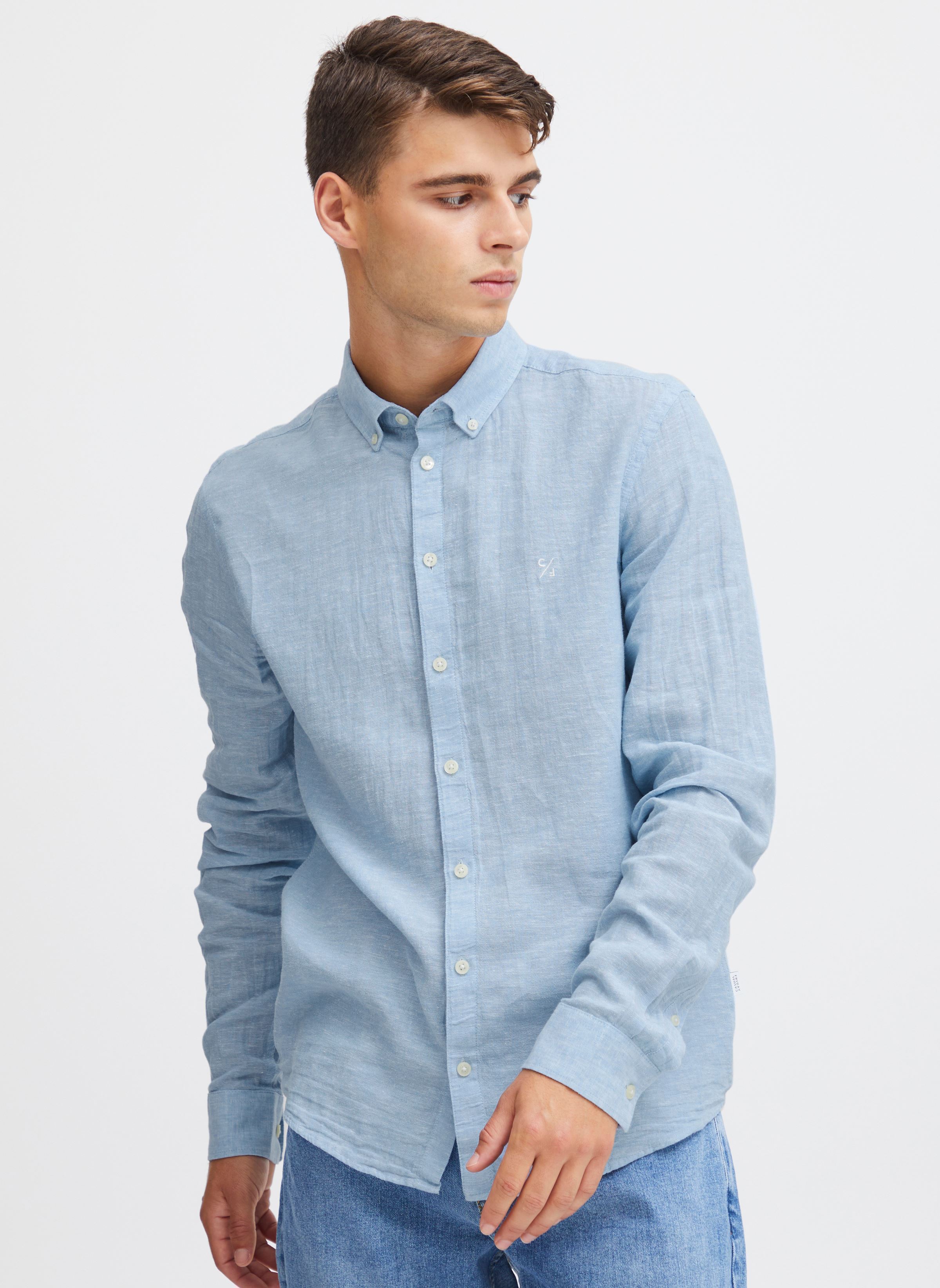 Chemises CFANTON 0053 BD LS linen mix shirt homme bleu Casual Friday Chemises CFANTON 0053 BD LS linen mix shirt homme bleu SILVER LAKE BLUE