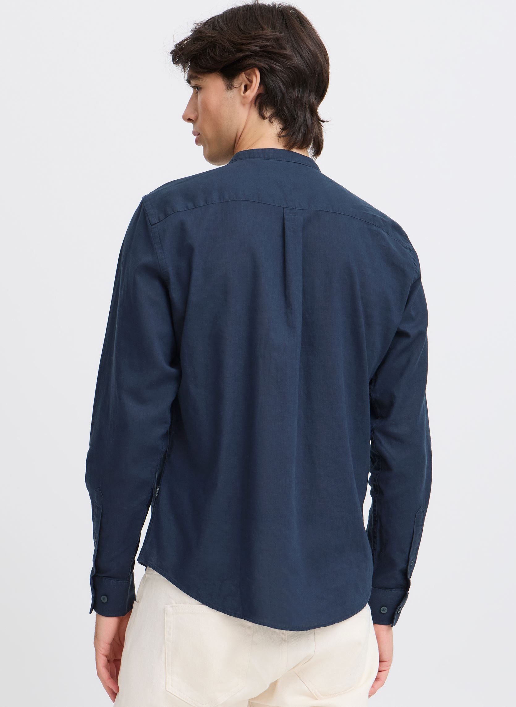 Hemden CFANTON 0053 CC LS linen mix shirt heren blauw Casual Friday Hemden CFANTON 0053 CC LS linen mix shirt heren blauw DARK NAVY