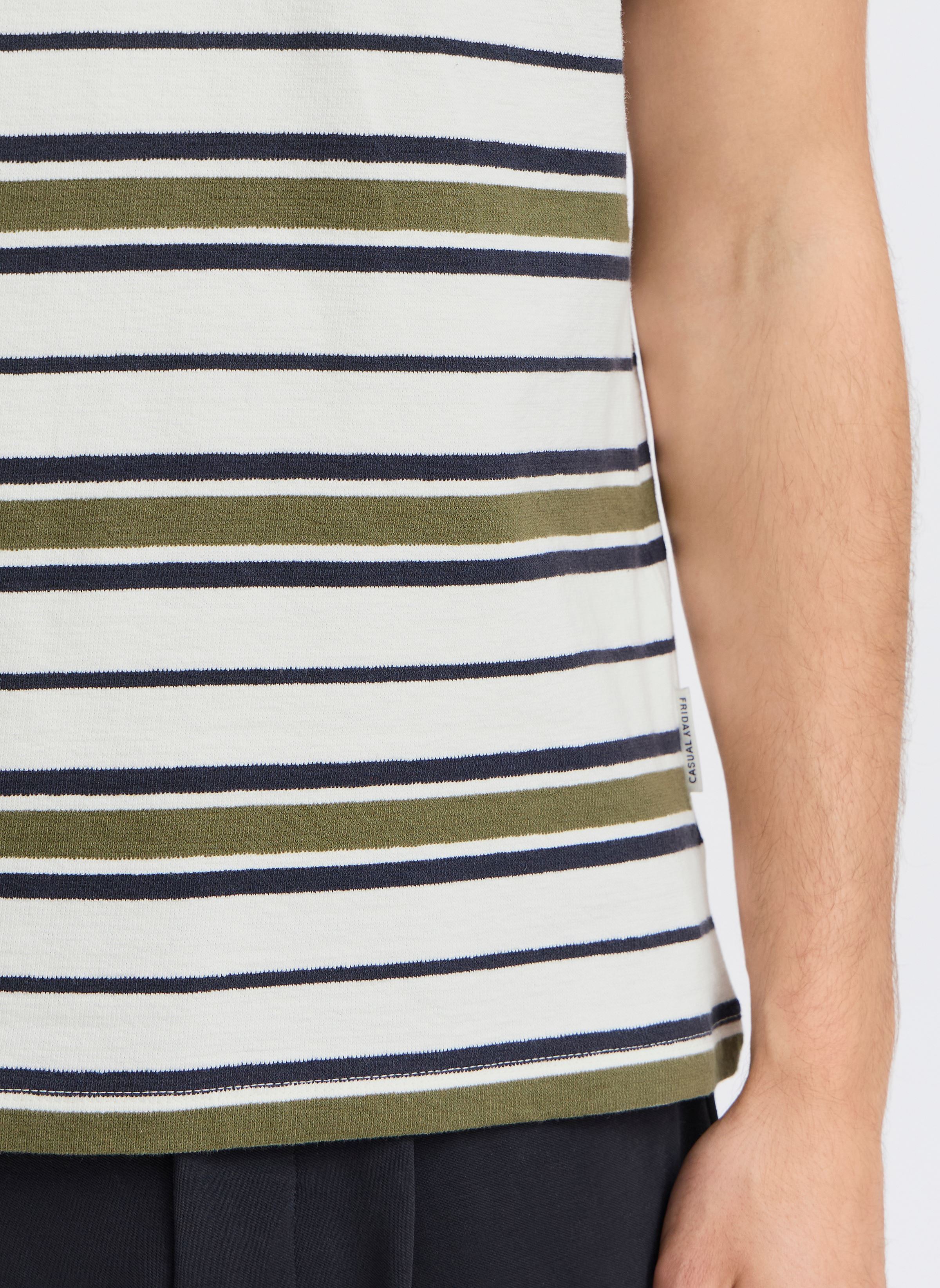 Tee-shirts manches courtes CFFRANKIE structured striped tee homme blanc Casual Friday Tee-shirts manches courtes CFFRANKIE structured striped tee homme blanc WINTER MOSS