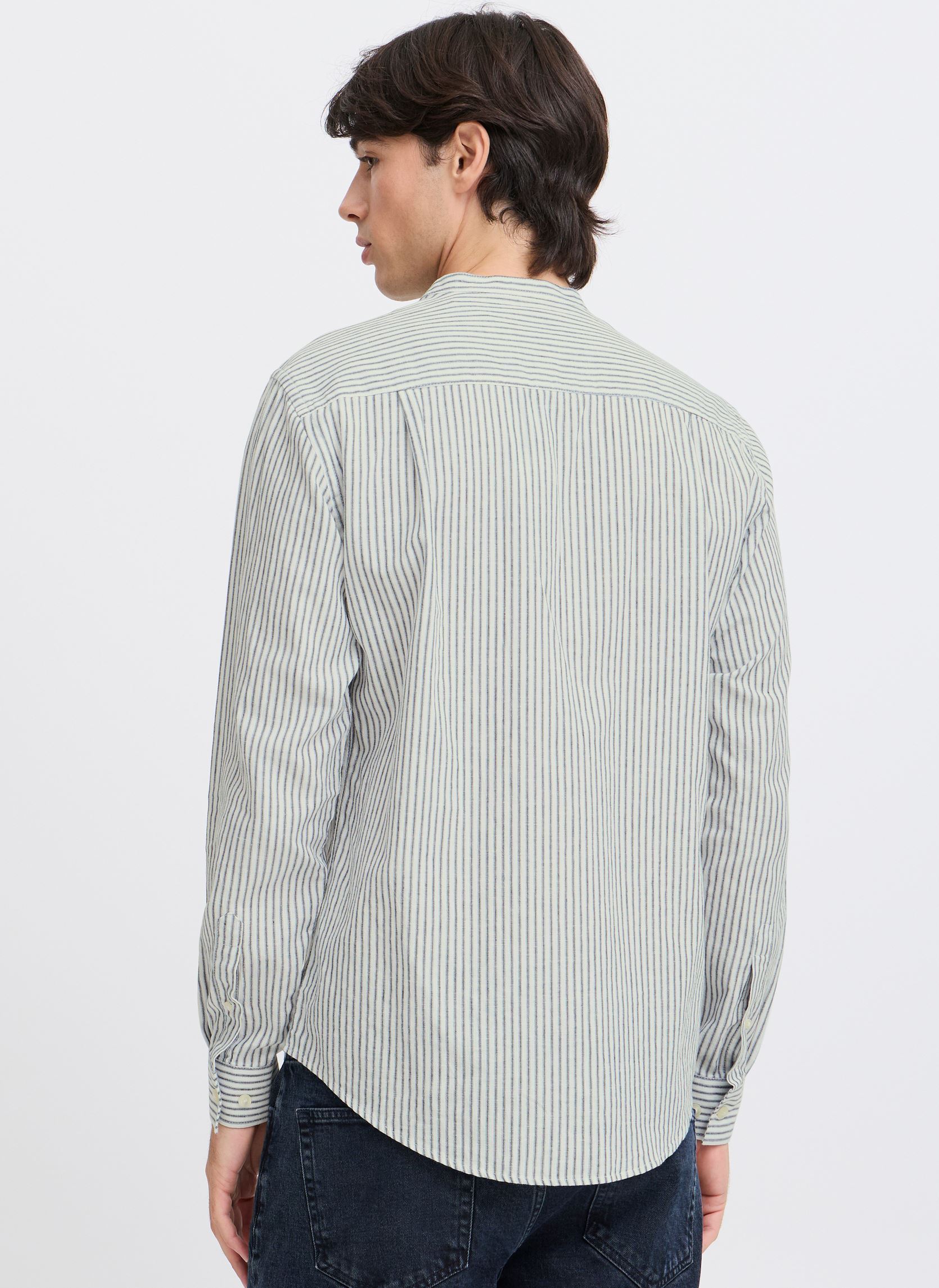 Hemden CFANDREW LS striped linen mix shirt heren wit Casual Friday Hemden CFANDREW LS striped linen mix shirt heren wit CLOUD DANCER