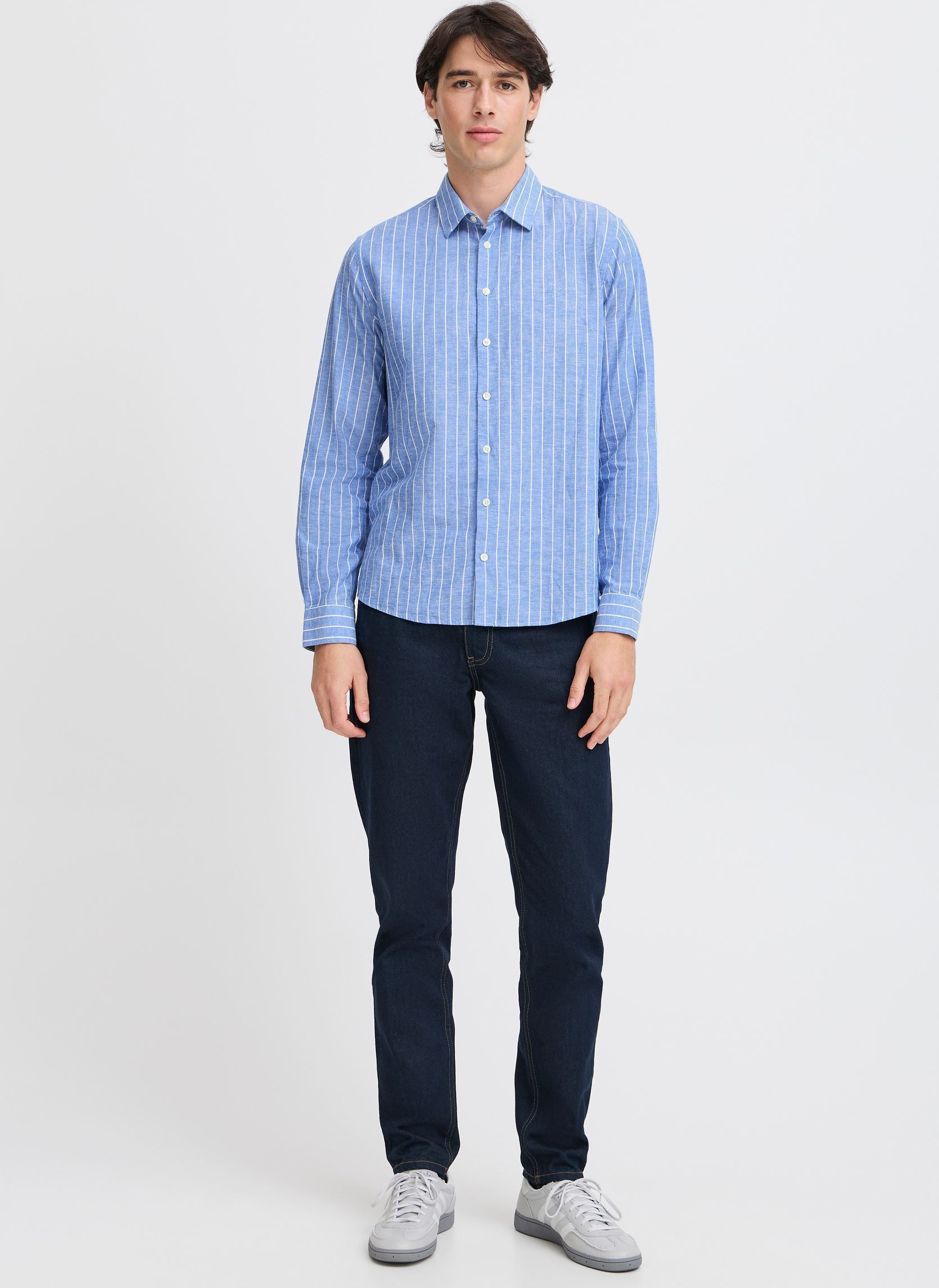 Hemden CFANDRÉ LS wide stripe linen mix shirt herren blau Casual Friday Hemden CFANDRÉ LS wide stripe linen mix shirt herren blau RIVERSIDE