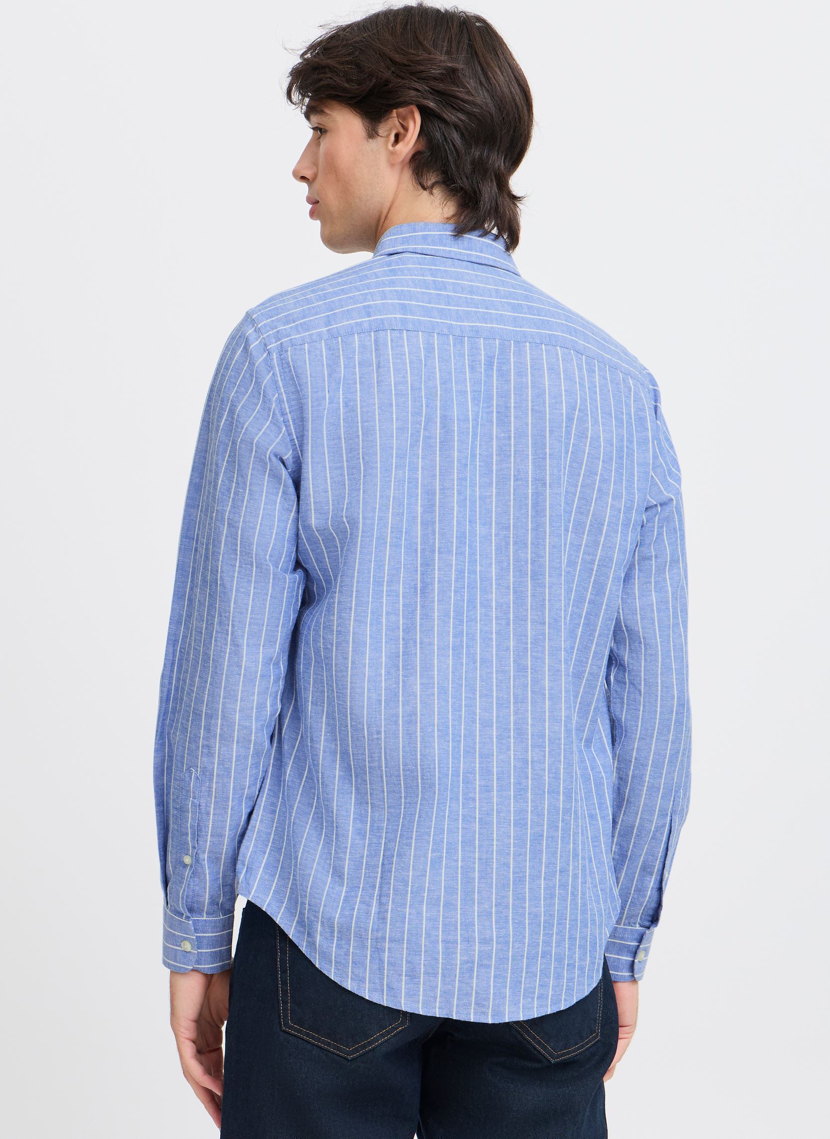 Hemden CFANDRÉ LS wide stripe linen mix shirt herren blau Casual Friday Hemden CFANDRÉ LS wide stripe linen mix shirt herren blau RIVERSIDE