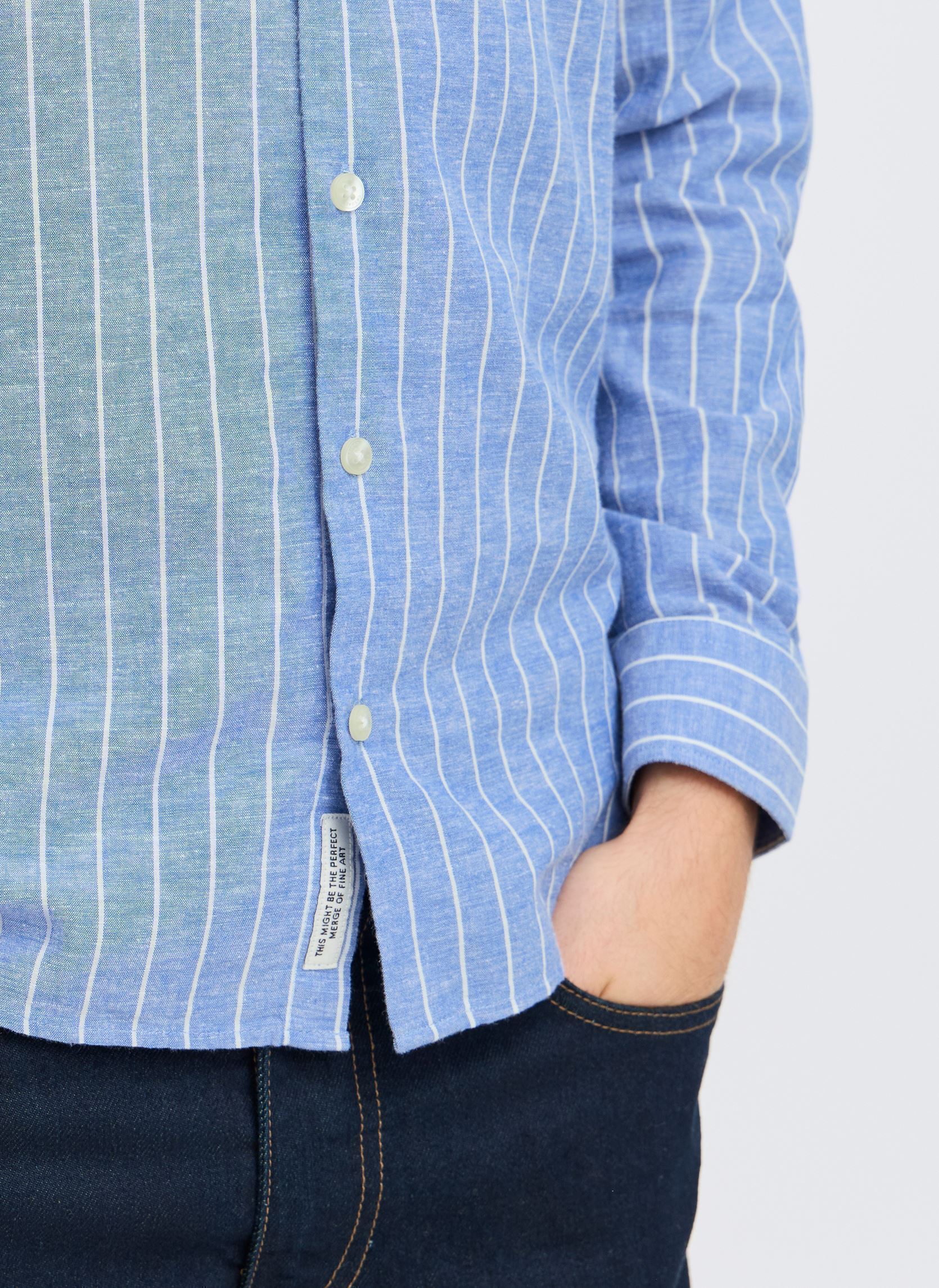 Hemden CFANDRÉ LS wide stripe linen mix shirt herren blau Casual Friday Hemden CFANDRÉ LS wide stripe linen mix shirt herren blau RIVERSIDE