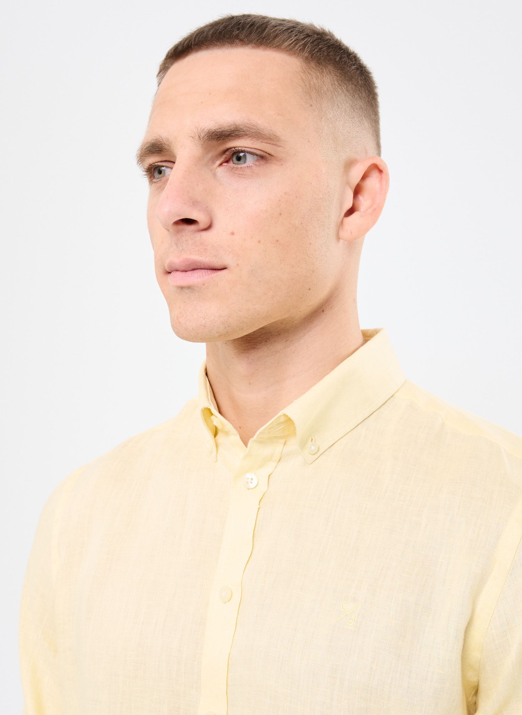 Chemises CFANTON BD LS linen shirt homme jaune Casual Friday Chemises CFANTON BD LS linen shirt homme jaune FLAN