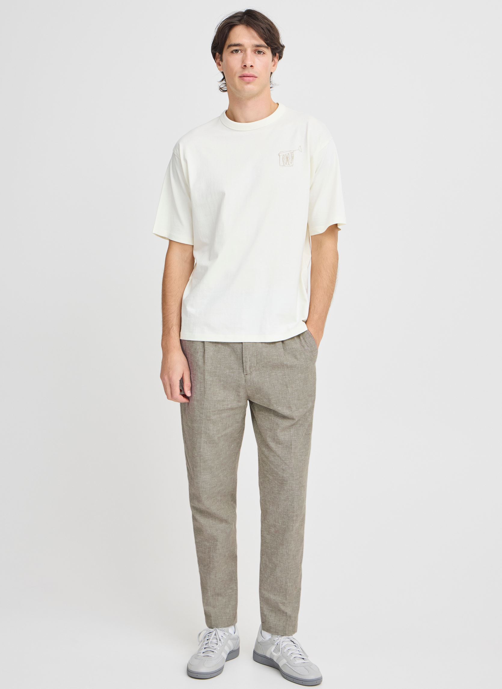 Pantalons droits CFMARC 0144 linen mix pants homme gris Casual Friday Pantalons droits CFMARC 0144 linen mix pants homme gris MERMAID MELANGE