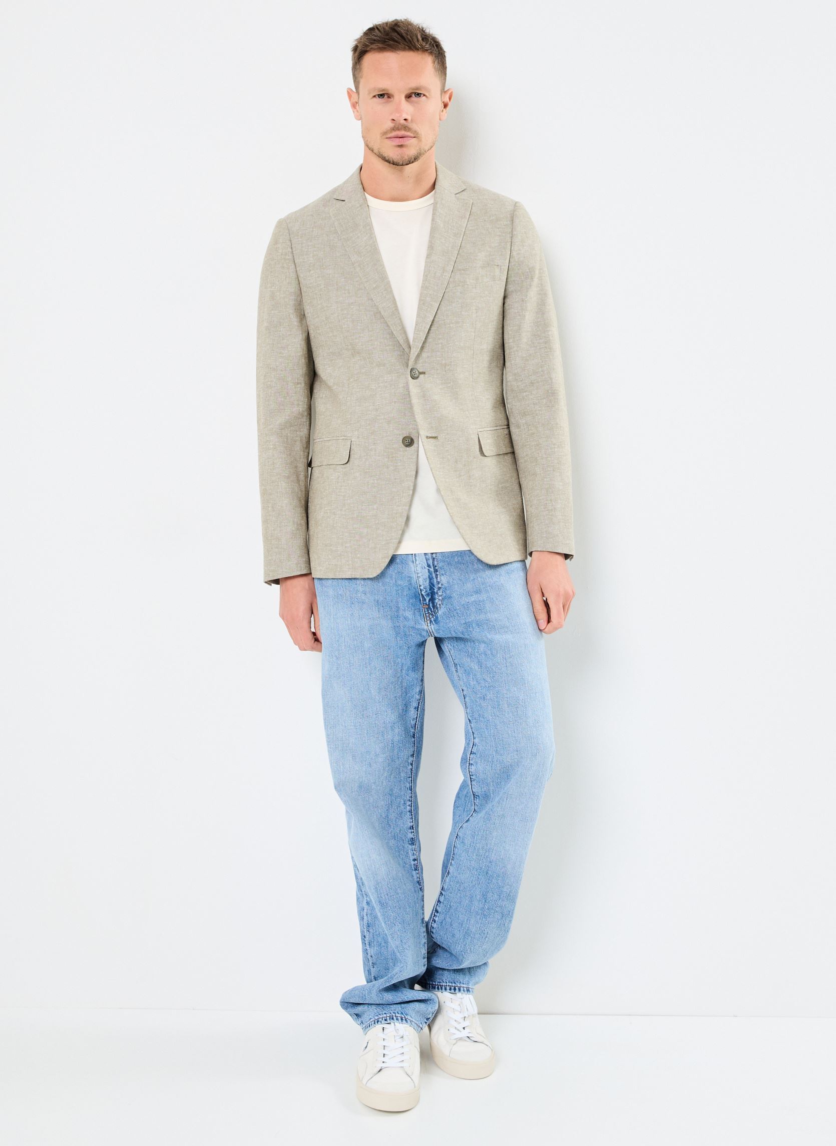 Jacketts / Sakkos CFBILLE 0144 linen mix blazer herren grau Casual Friday Jacketts / Sakkos CFBILLE 0144 linen mix blazer herren grau MERMAID MELANGE