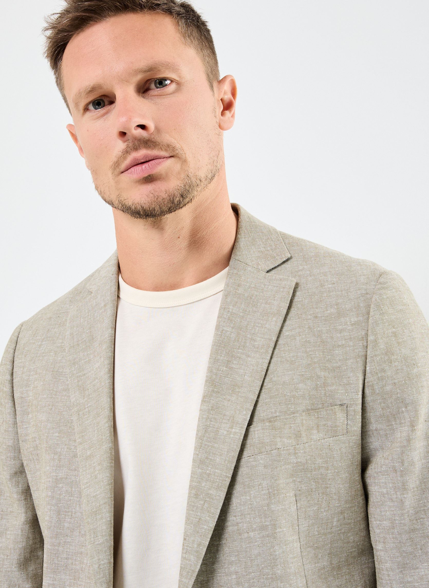 Jacketts / Sakkos CFBILLE 0144 linen mix blazer herren grau Casual Friday Jacketts / Sakkos CFBILLE 0144 linen mix blazer herren grau MERMAID MELANGE
