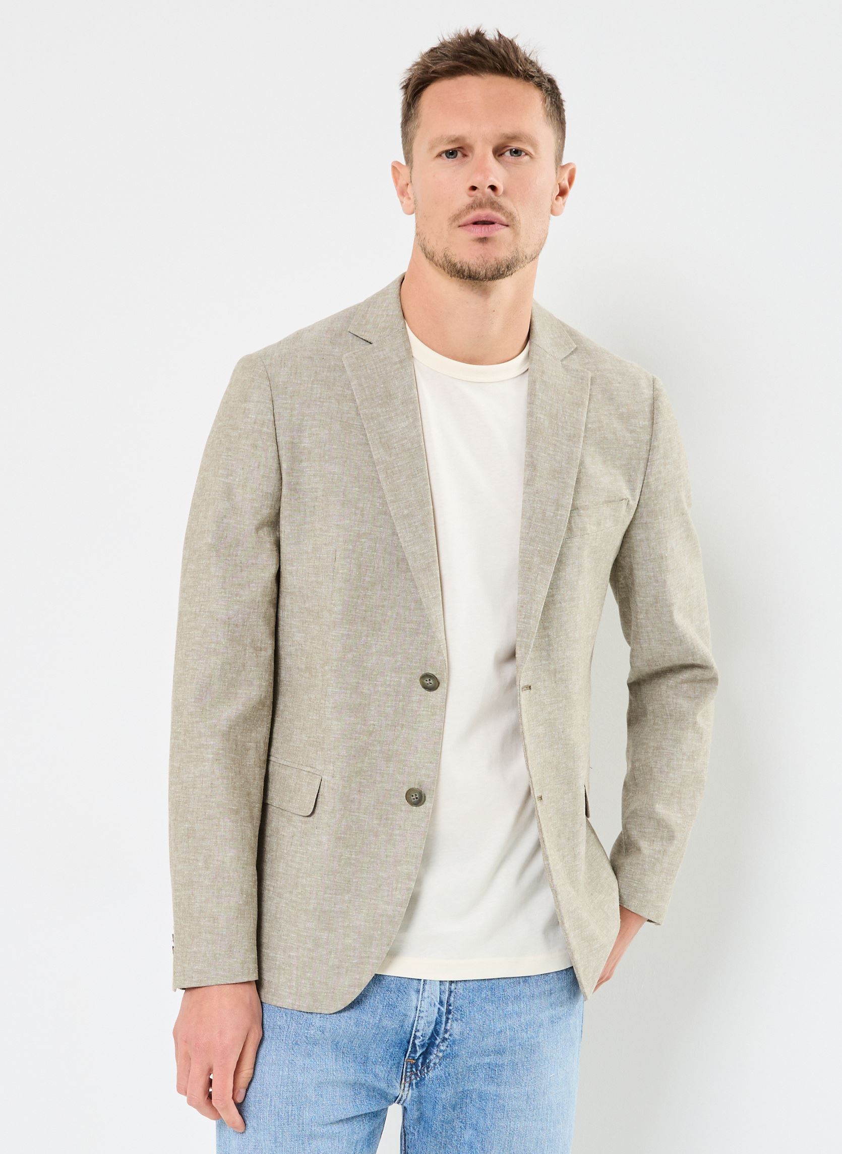 Jacketts / Sakkos CFBILLE 0144 linen mix blazer herren grau Casual Friday Jacketts / Sakkos CFBILLE 0144 linen mix blazer herren grau MERMAID MELANGE