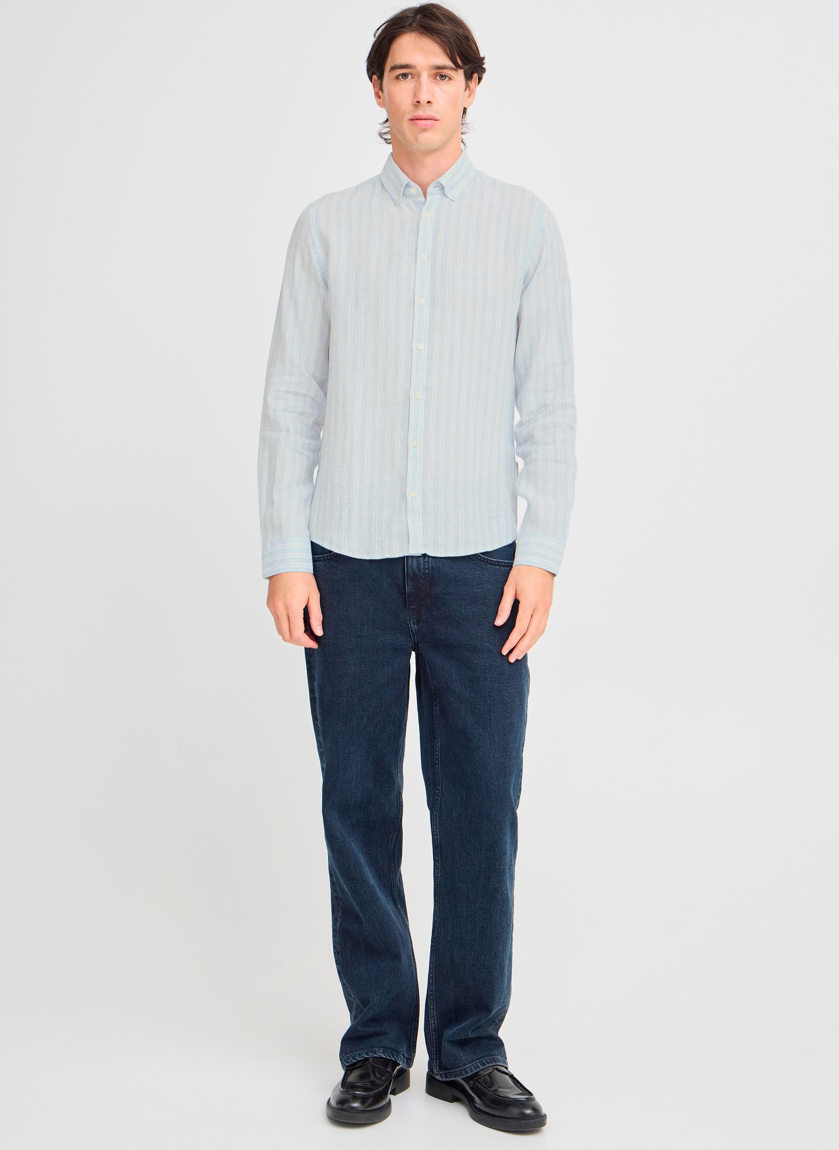 Hemden CFDALLAS LS BD striped 100% linen shirt herren blau Casual Friday Hemden CFDALLAS LS BD striped 100% linen shirt herren blau CHAMBRAY BLUE