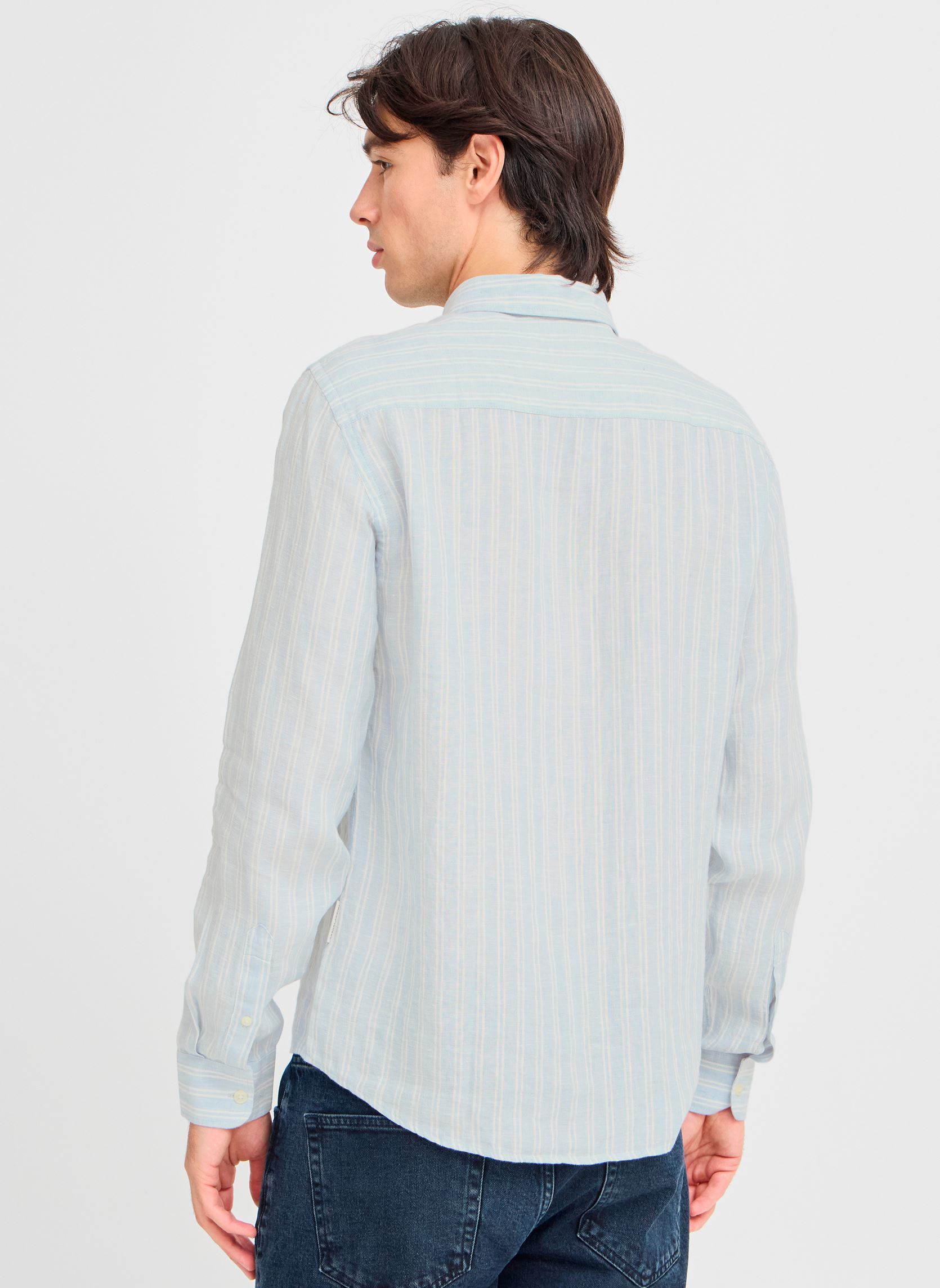 Hemden CFDALLAS LS BD striped 100% linen shirt herren blau Casual Friday Hemden CFDALLAS LS BD striped 100% linen shirt herren blau CHAMBRAY BLUE