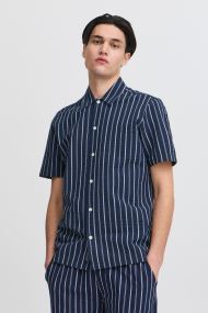 Hemden CFKAI 0204 SS striped seersucker shirt heren blauw
